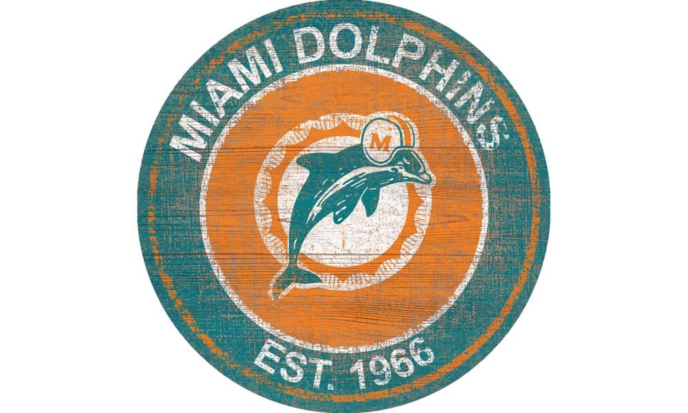 Miami Dolphins Wall Art 46 INCH Distressed Wood Sign 