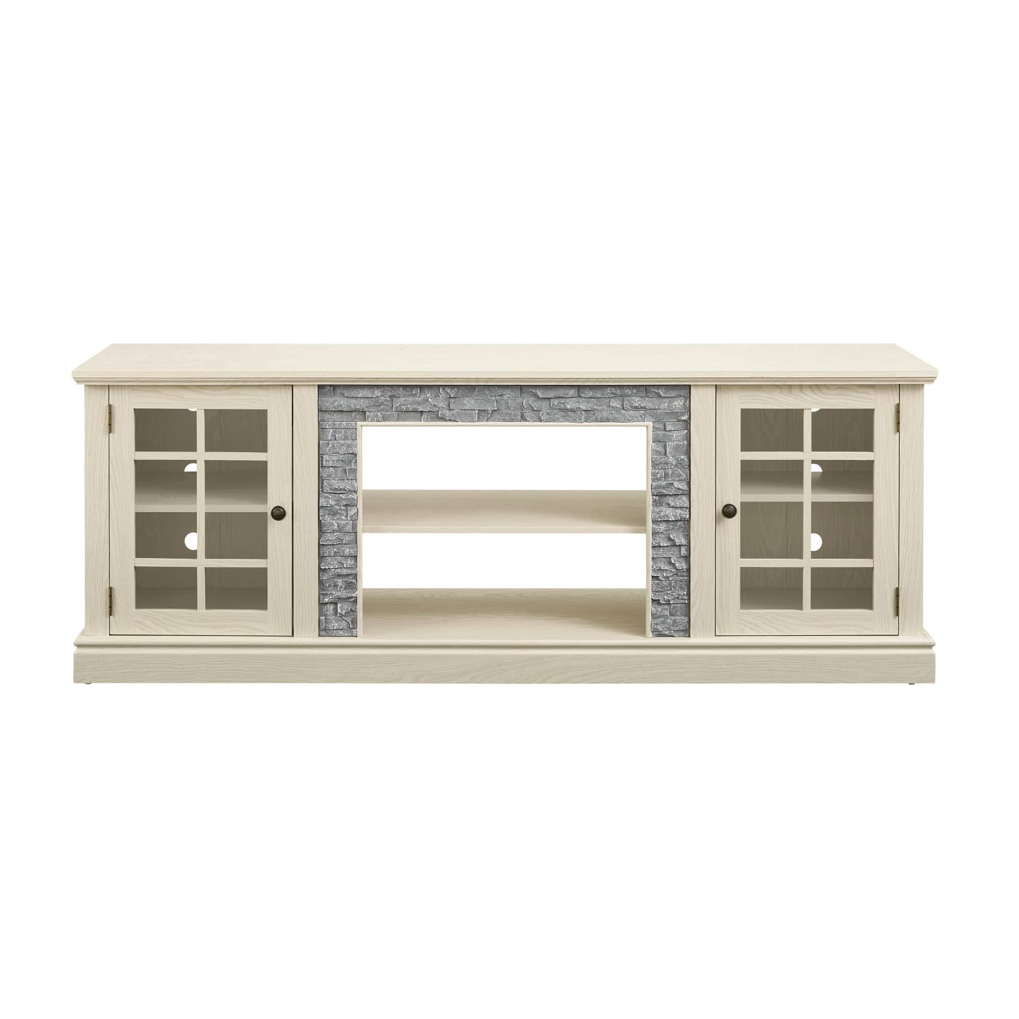 Vynxaria -  70 Inch Modern TV Stand 2 Door Storage Faux Stone Media Console Cabinet for TVs up to...