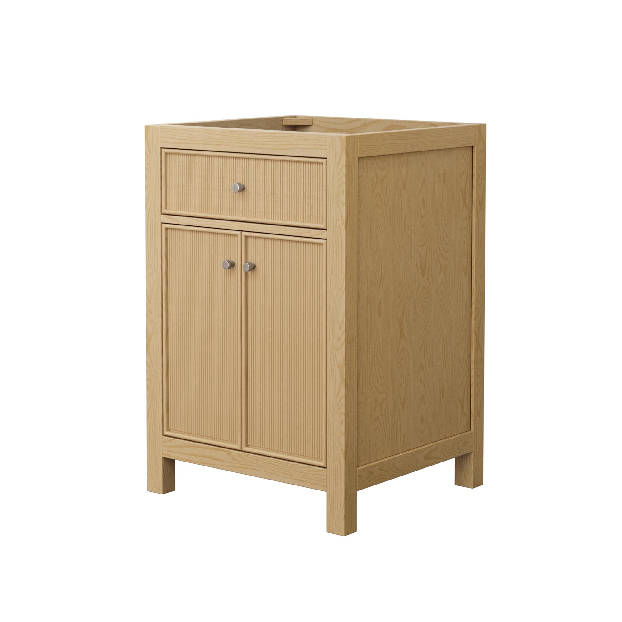Wyndham Collection WCF929224STOCXSXXMXX Pendry 24-in Tanned Oak with Brushed Nickel Trim Bathroom Vanity Base Cabinet without Top