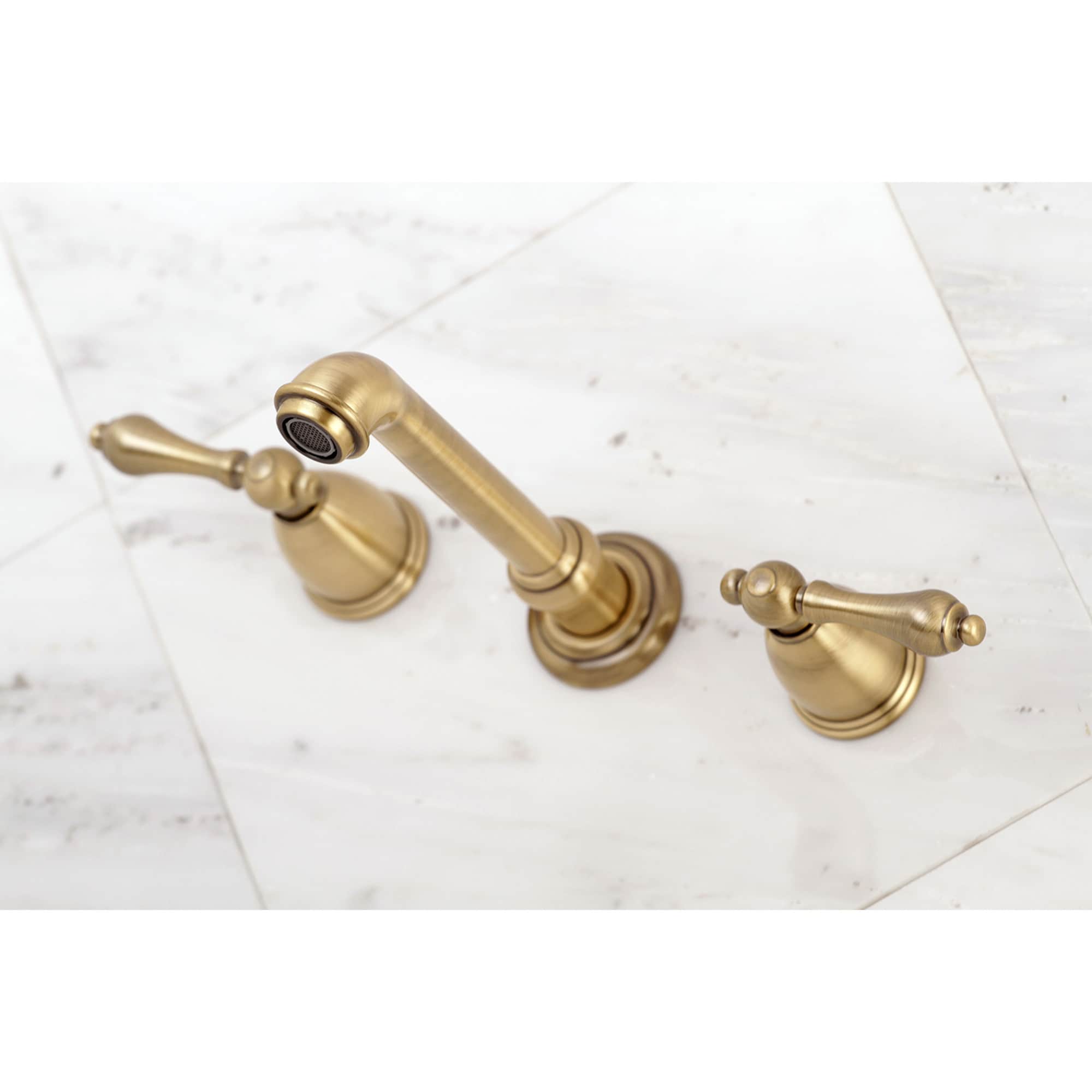 Kingston Brass WLKS7023AL English Country Antique brass 2-handle Wall-mount Low-arc Bathtub Faucet ( Valve Included )
