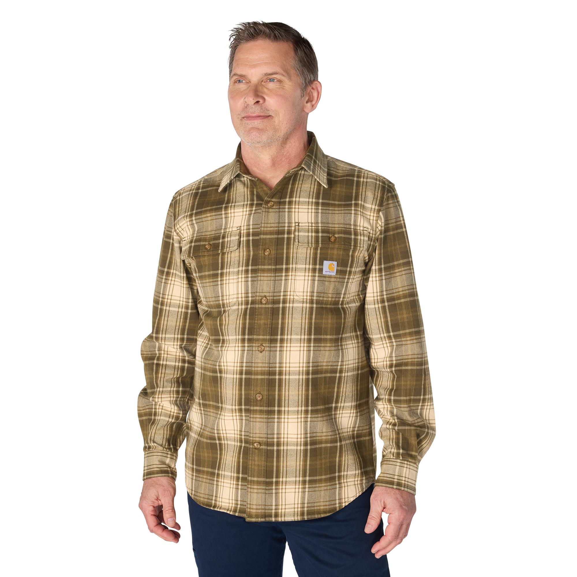 Carhartt - Men's Green Heavy weight Flannel Long sleeve Checked Button-down shirt ( 2XL )