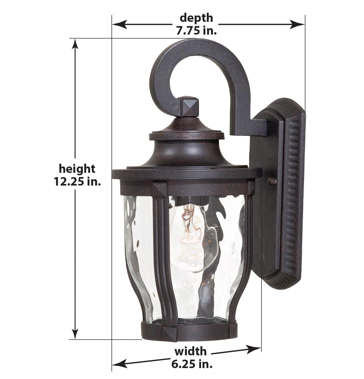 Corona Bronze Outdoor Lantern Sconce with Clear Hammered Glass