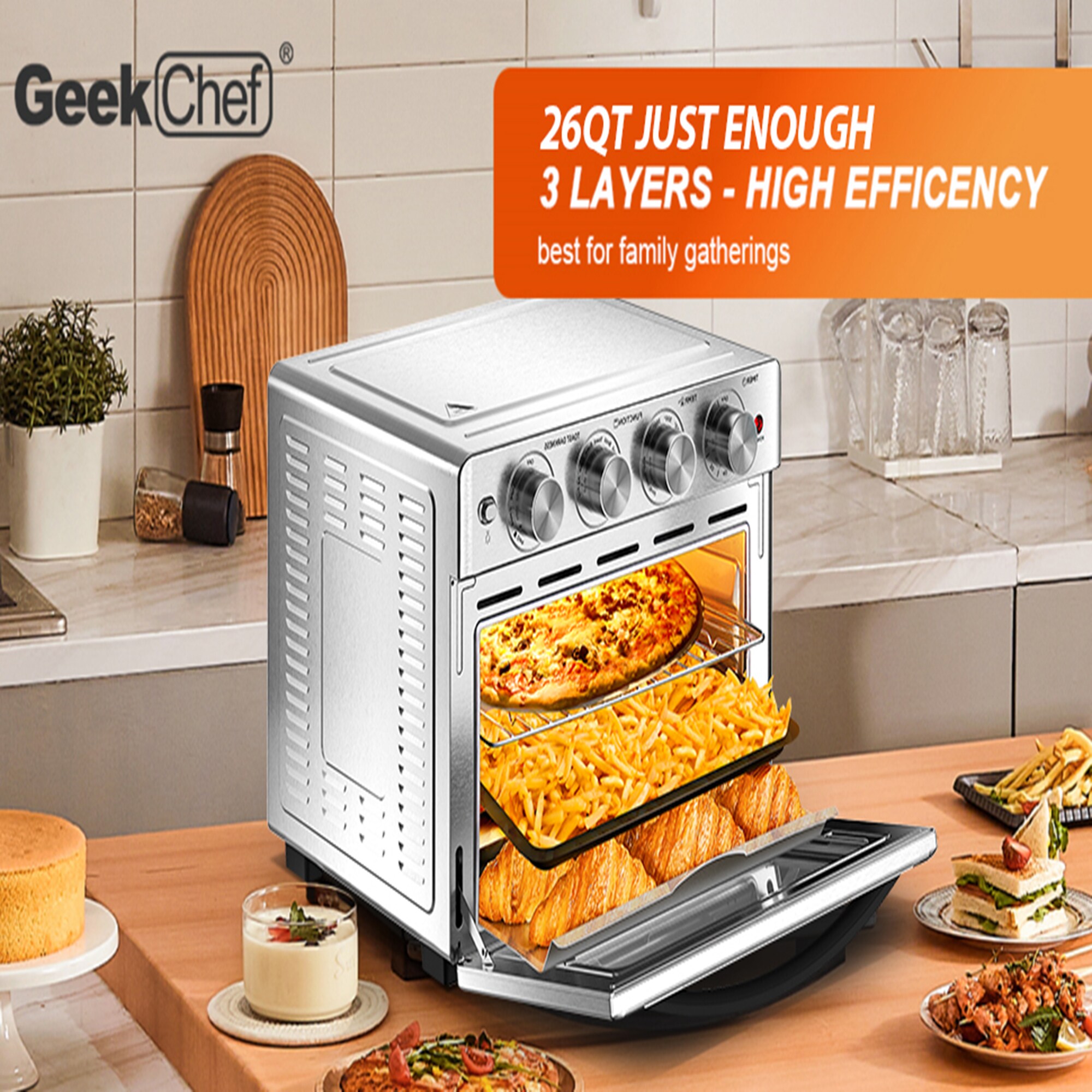 Mondawe 6-Slice Silver Convection Toaster Oven (-Watt) in the Toaster Ovens  department at