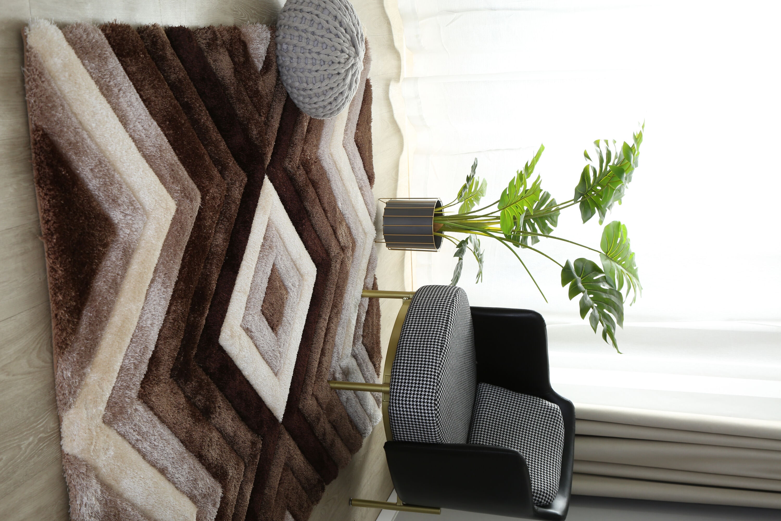 MDA Rugs MS1657 Mateos 5 x 7 (ft) Polyester Brown and Cream Rectangular Indoor Geometric Area rug