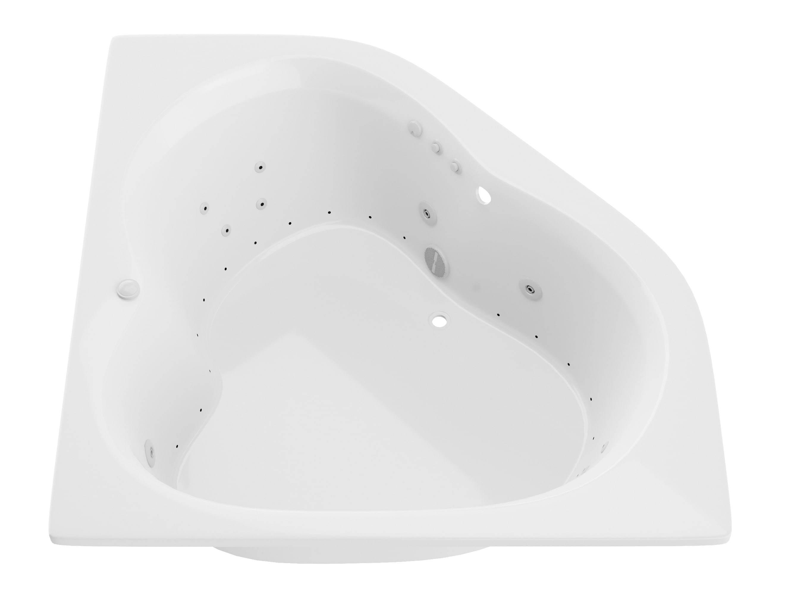 Endurance LS6060CDRX Dove 59.25-Inches x 59.25-Inches White Acrylic Corner Drop-in Whirlpool and air bath combination tub Drain ( Center Drain )