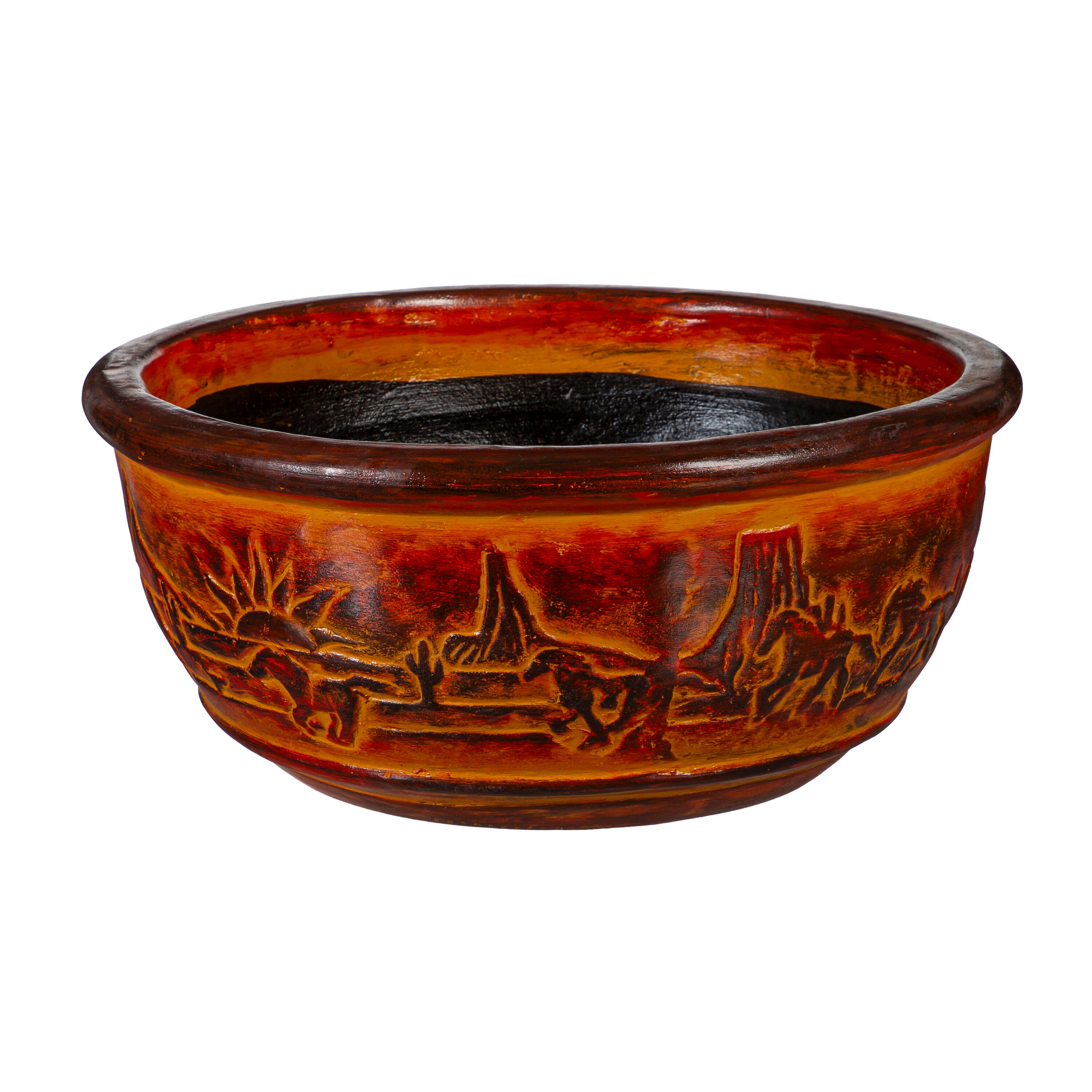 Style Selections ZLW84G2489 Urn 22.0-in W x 9-in H x 22-in D Orange Clay Indoor/Outdoor Planter