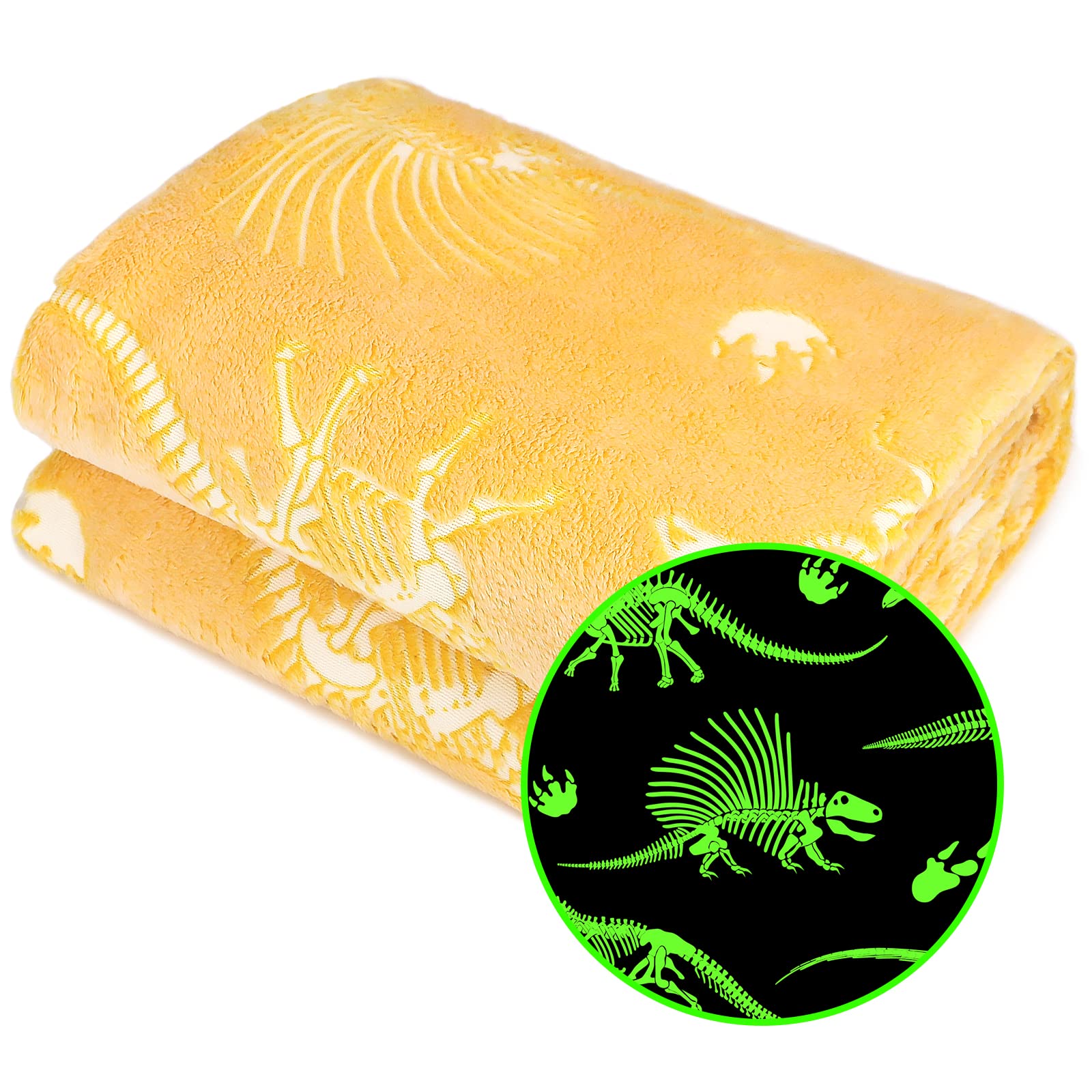 Yichuhaoxi  Glow in the Dark Dinosaur Blanket for Kids Boys and Girls 50 x 60 Inch Soft Fleece Throw Fun Dino Room Decor for Bed or Couch