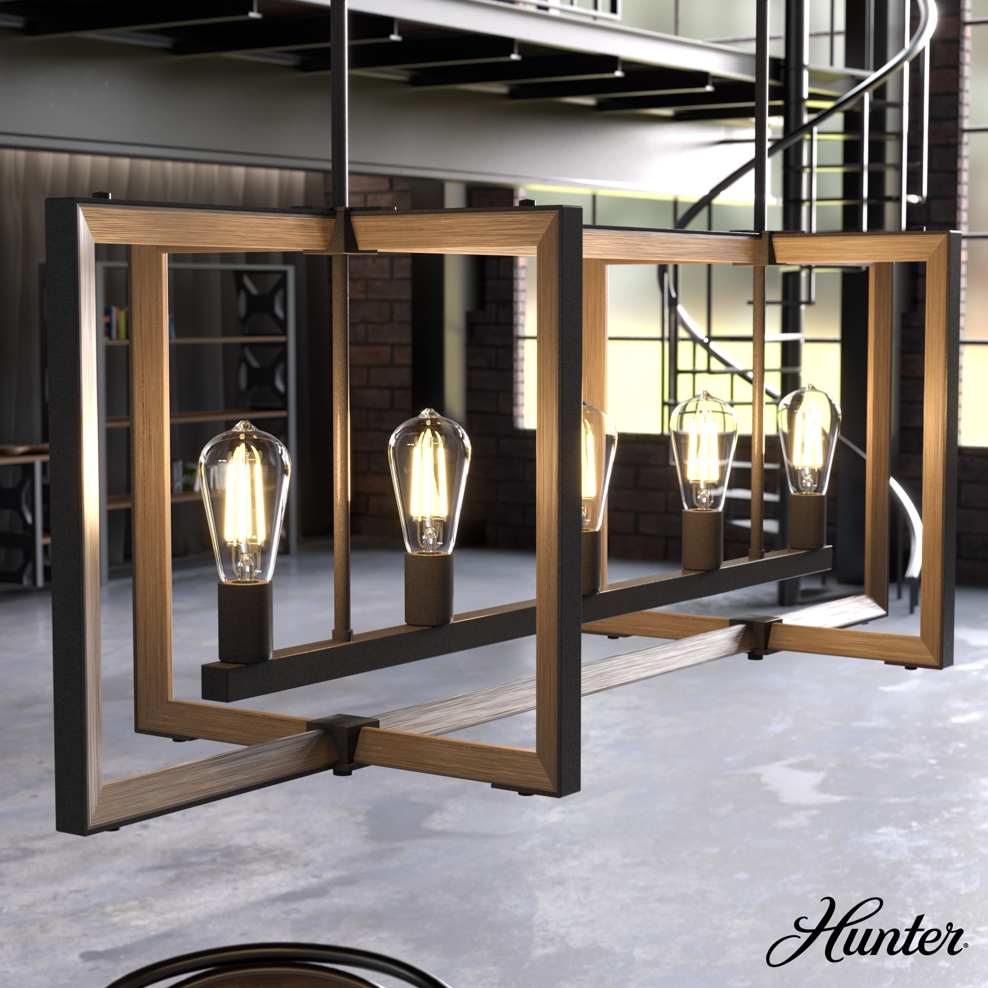 Hunter 19812 Woodburn 5 -Light Satin Bronze Modern/contemporary For Use in Bedrooms, Dining Rooms, Foyers, Kitchens, Living Rooms Chandelier