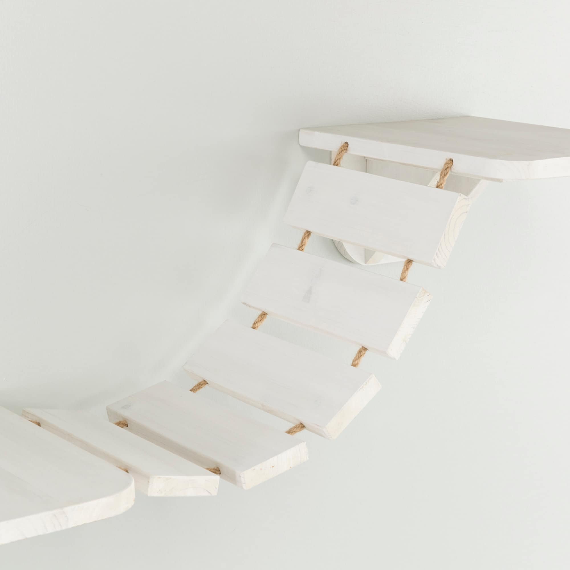 White Wall Mounted Cat Bridge with Sisal Steps