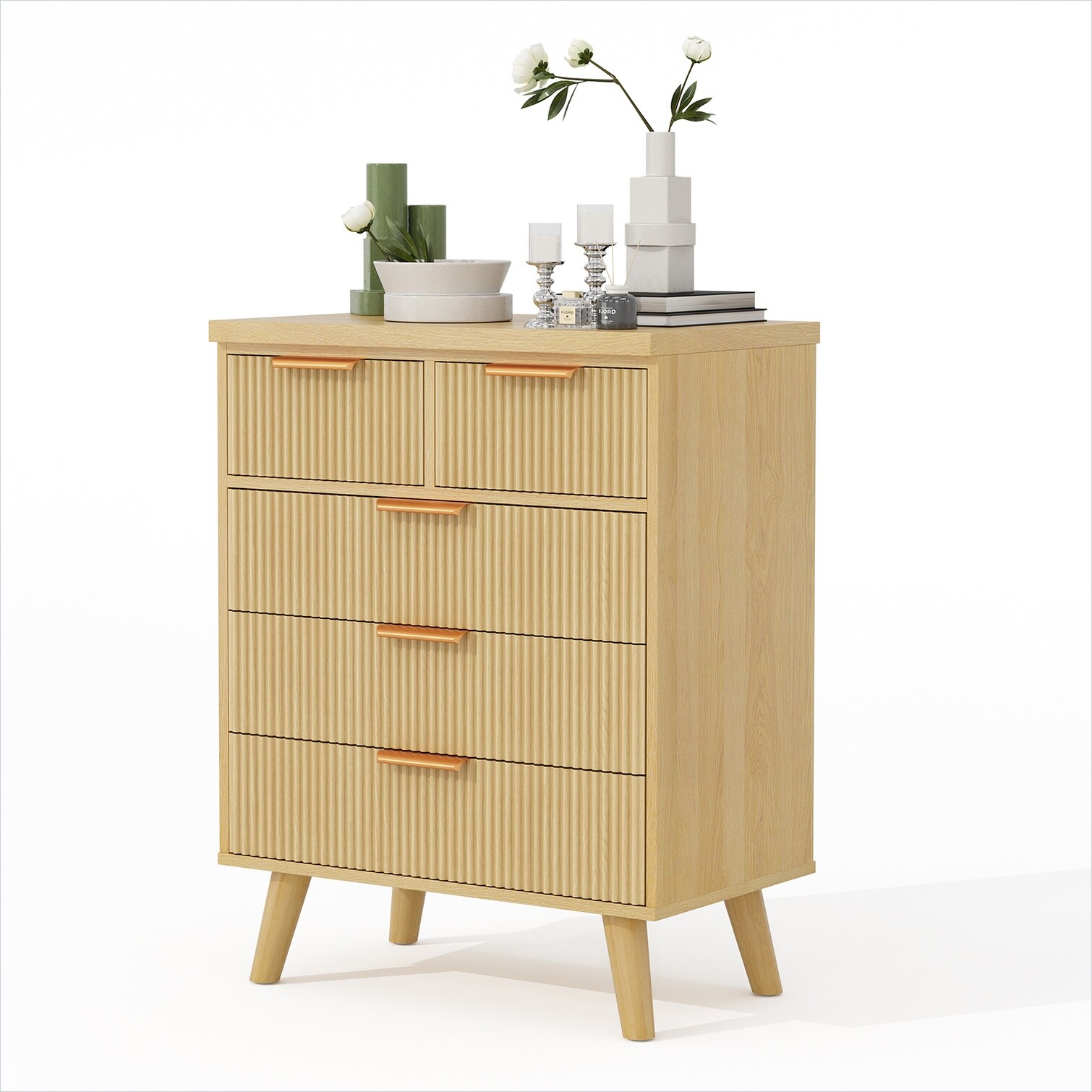 Naturefalls 26-Inch Five-Drawer Dresser with Wave Pattern Organic ...