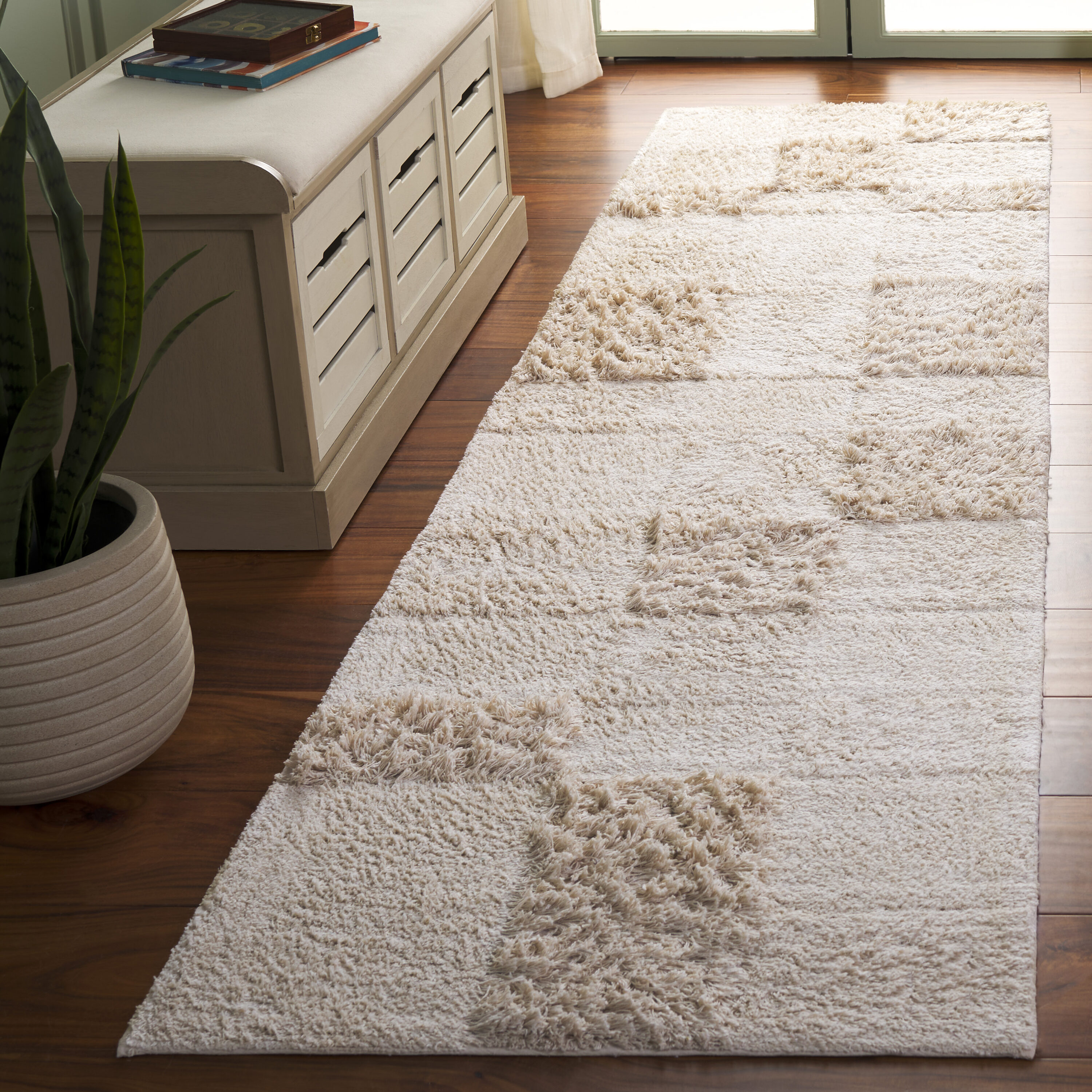  Easy Care 225 Ivory Contemporary 2Ft-3In x 9Ft Runner Rug