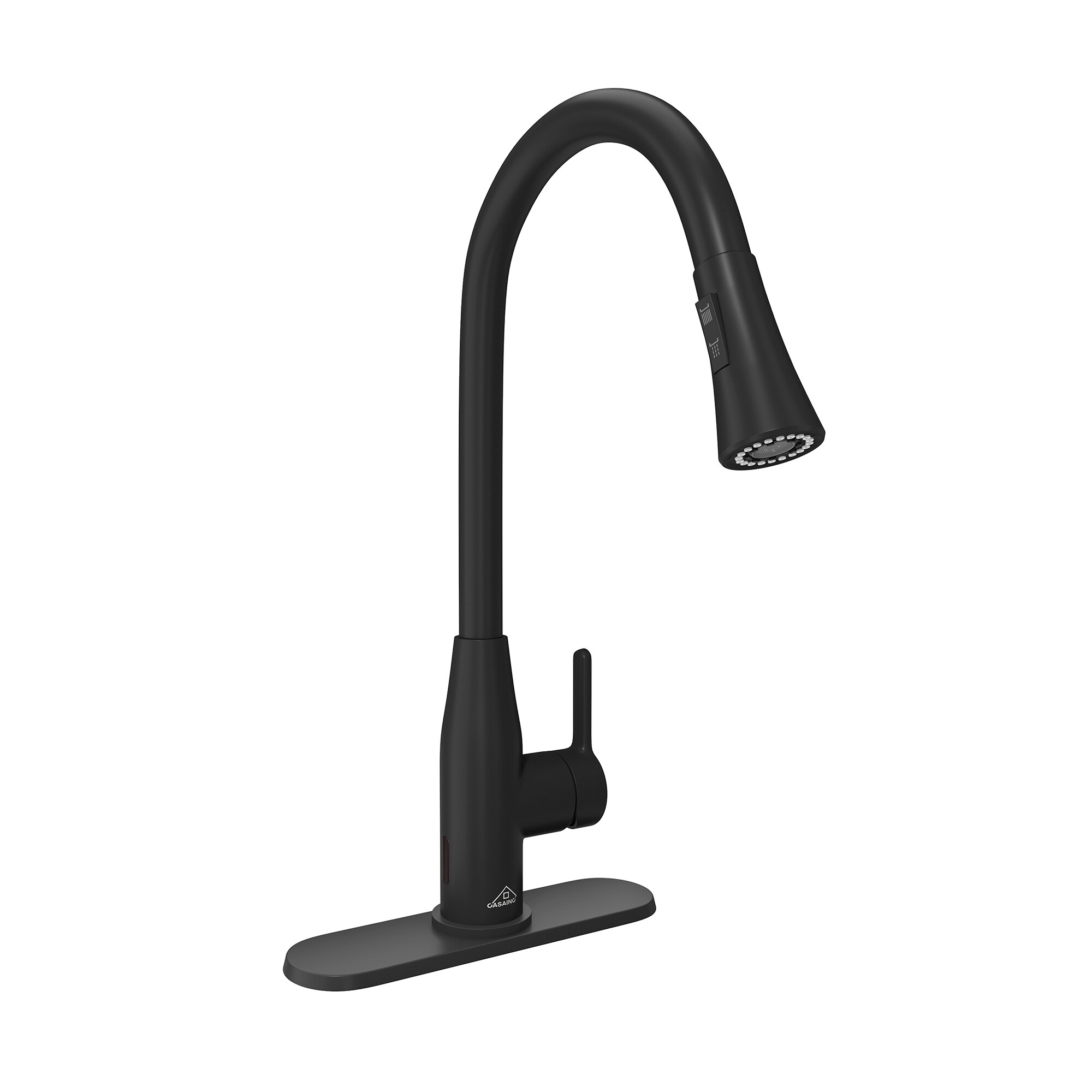 Clihome DG-KF13NS Touchless Kitchen Faucet Matte Black Single Handle Deck-mount Touchless Pull-down Kitchen Faucet with Sprayer ( Deck Plate Included )