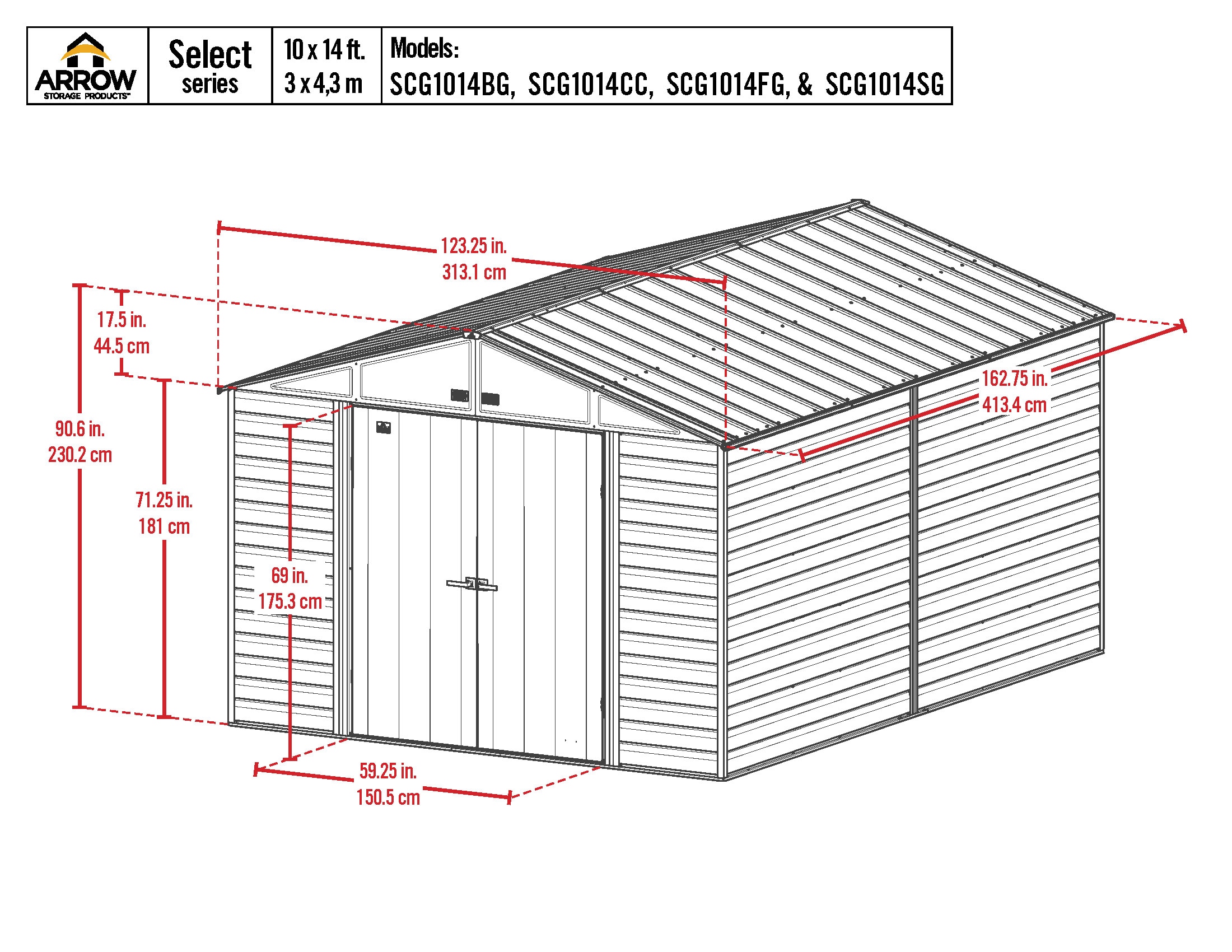 Arrow SCG1014SG Metal-Storage-Buildings-Sheds - View #2