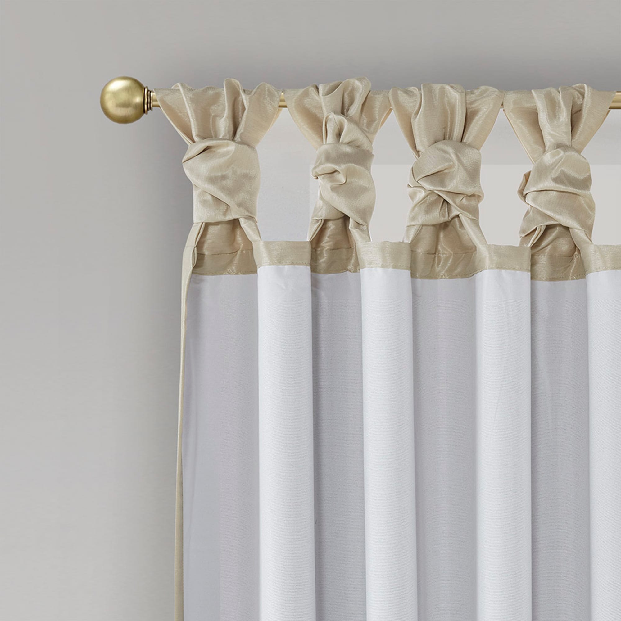 Champagne Faux Silk Blackout Tab Top Window Panel