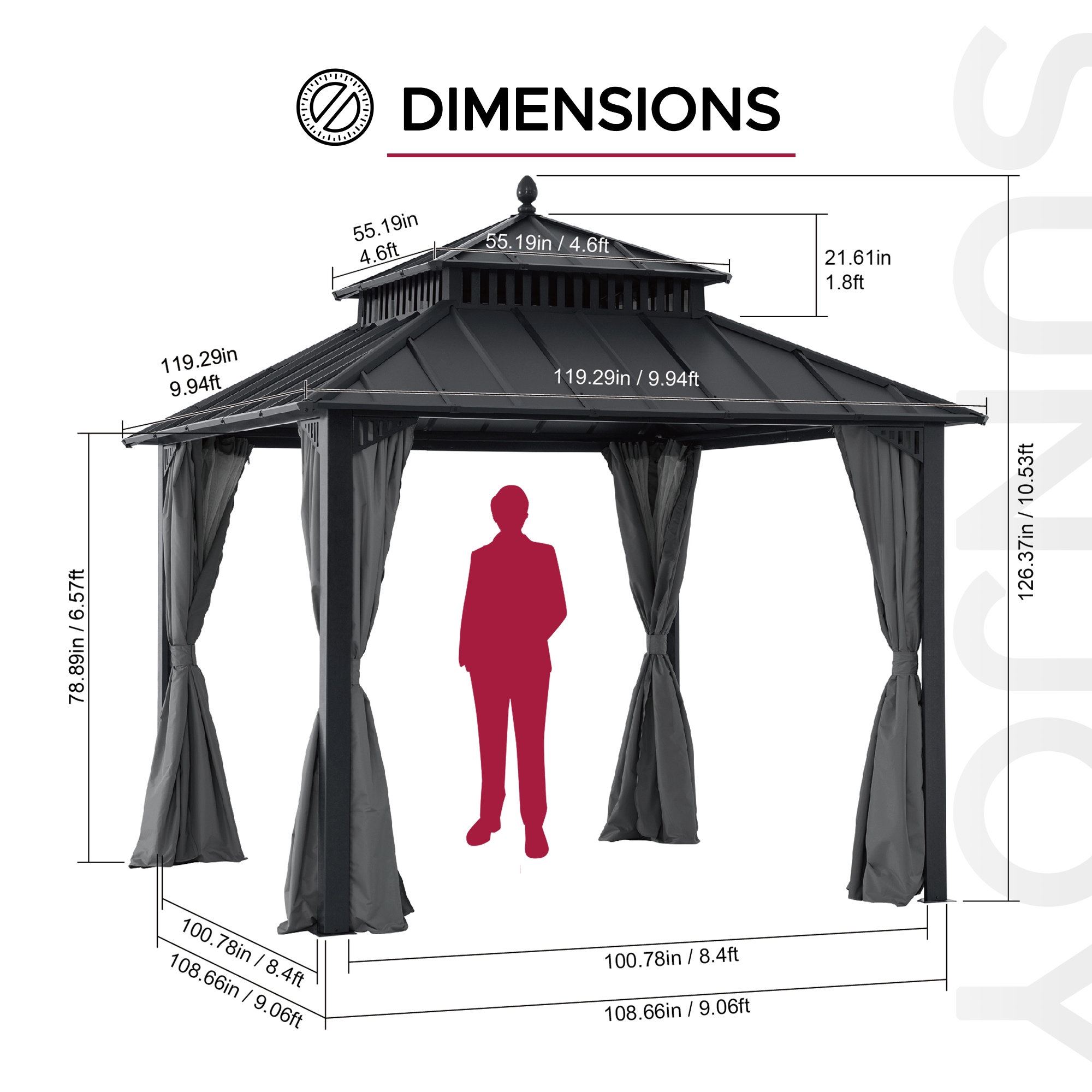 Sunjoy A10204362100 Wood-Resin-Gazebos - View #3