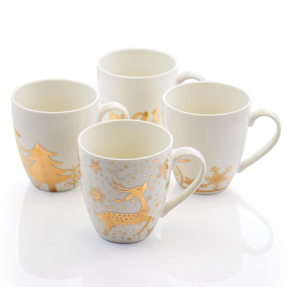 Gibson 8 PC 12 oz Mug Set - Square - White - Fine Ceramic