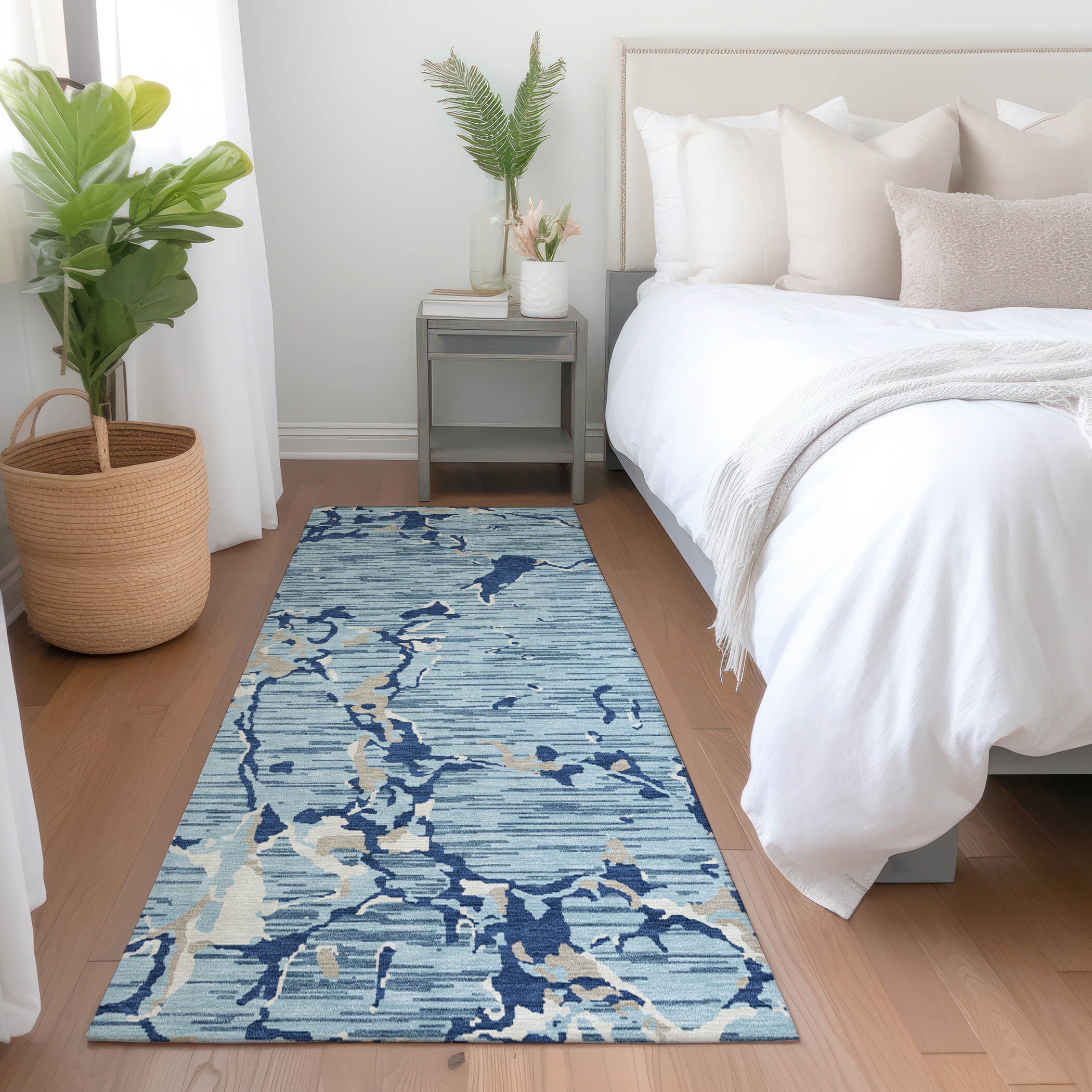Addison Rugs ACN1046DN2X8 Chantille ACN1046DN 2 x 7 (ft) Polyester Denim Rectangular Indoor/Outdoor Geometric Machine washable Runner rug