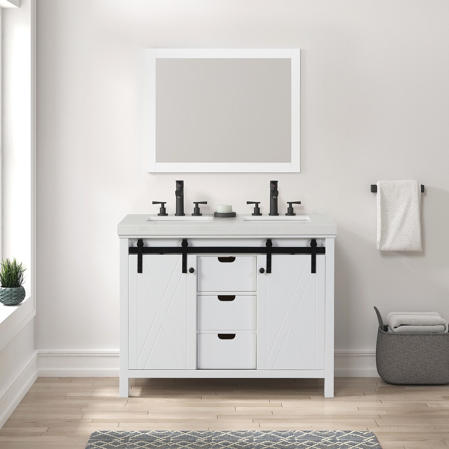 Eviva 48-in White Undermount Double Sink Bathroom Vanity with White ...