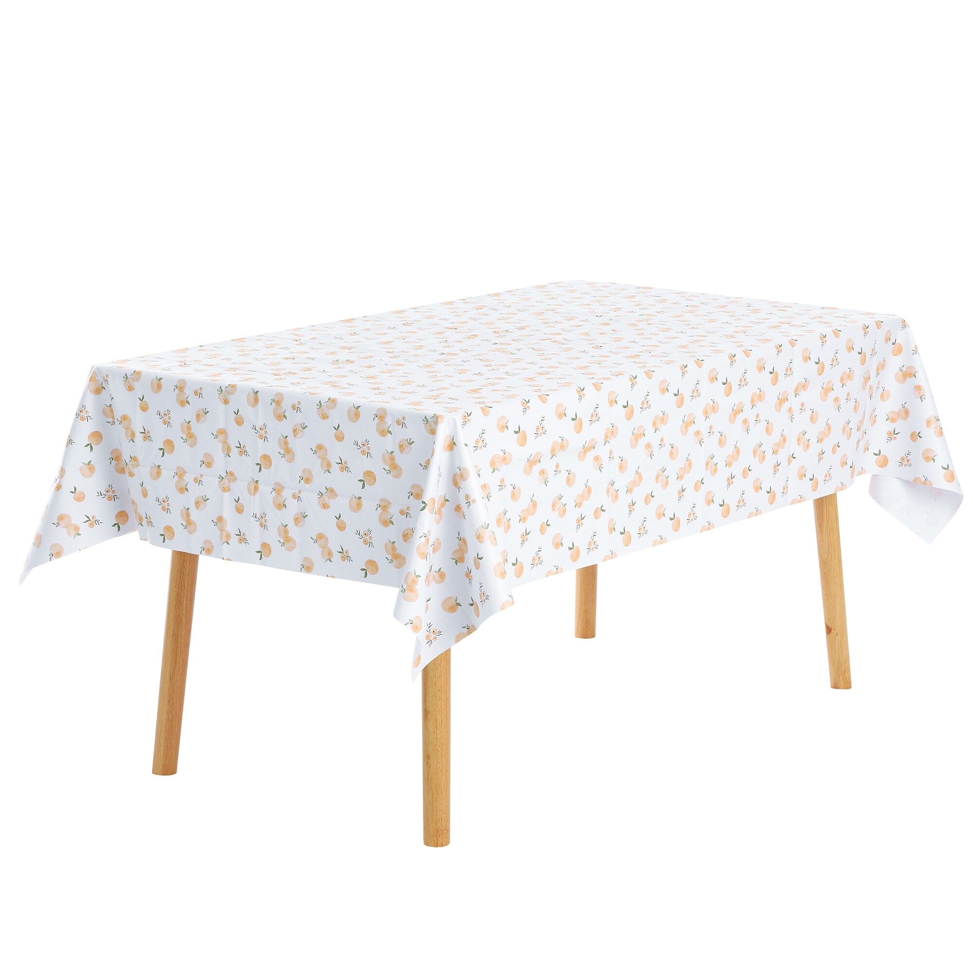 Unique Bargains 1pc Rectangle PVC Tablecloth Floral Waterproof Table Cover for Dinner Party 55x55inch Peach