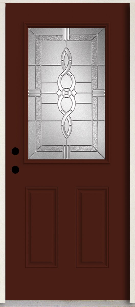 RELIABILT LO963567 Calista 36-in x 80-in x 4-5/8-in Fiberglass Half lite Right-hand inswing Currant Paint Painted Prehung Front Door Insulating core