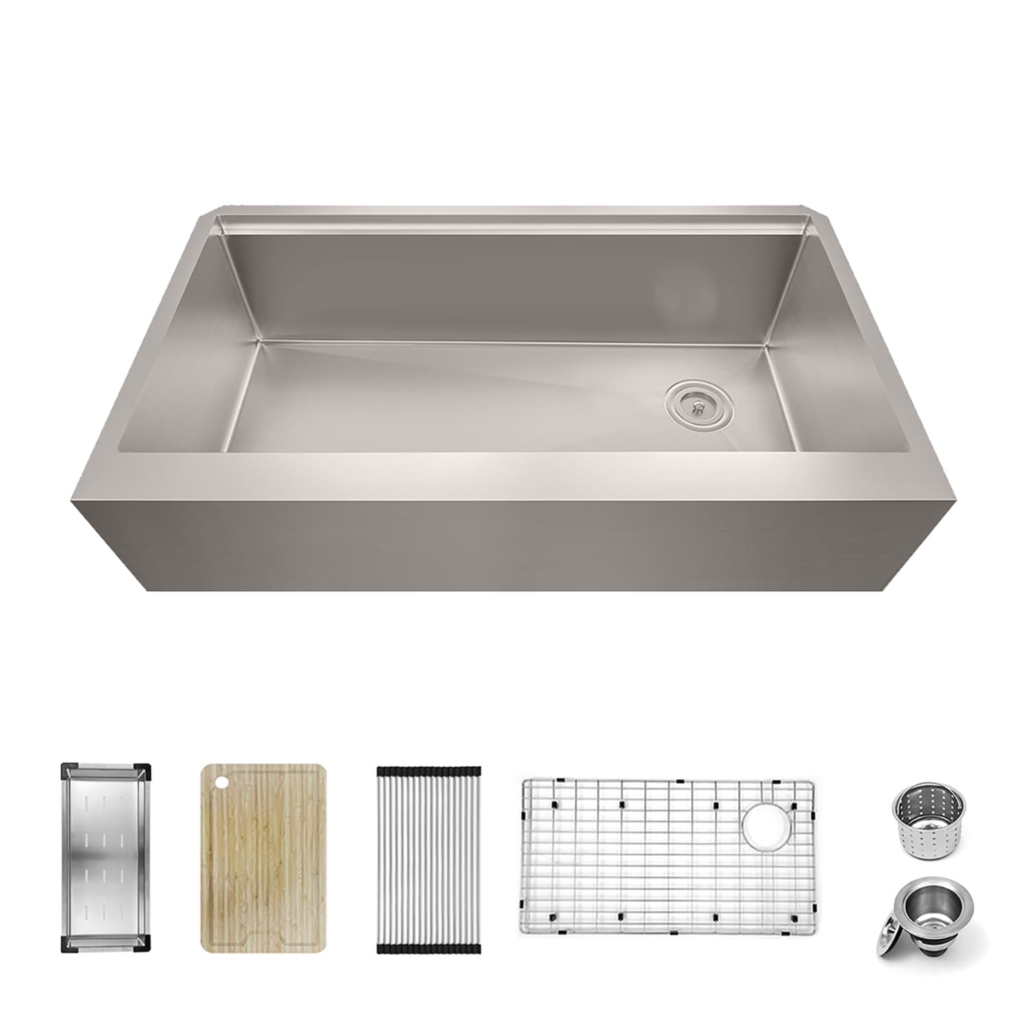Sinber KSS0006S-OL Farmhouse apron front 35.9-Inches x 20.2-Inches Stainless steel Single bowl 16 -Gauge Workstation Kitchen Sink