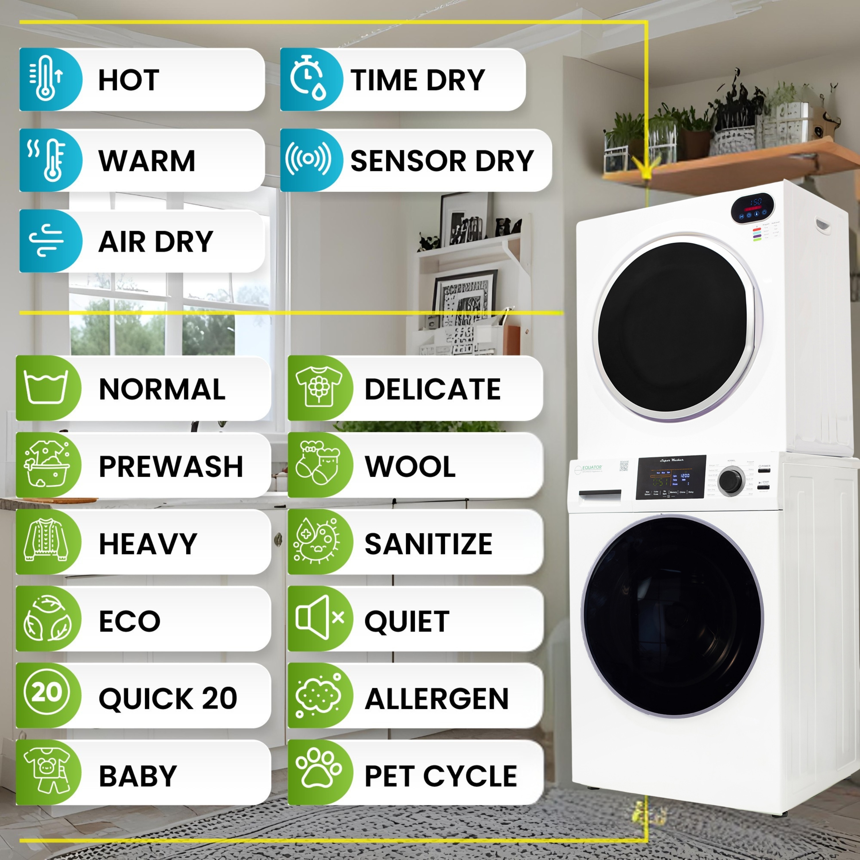 Equator Advanced Appliances EW 826 + ED 848 W Combo-Washer-And-Dryer - View #7