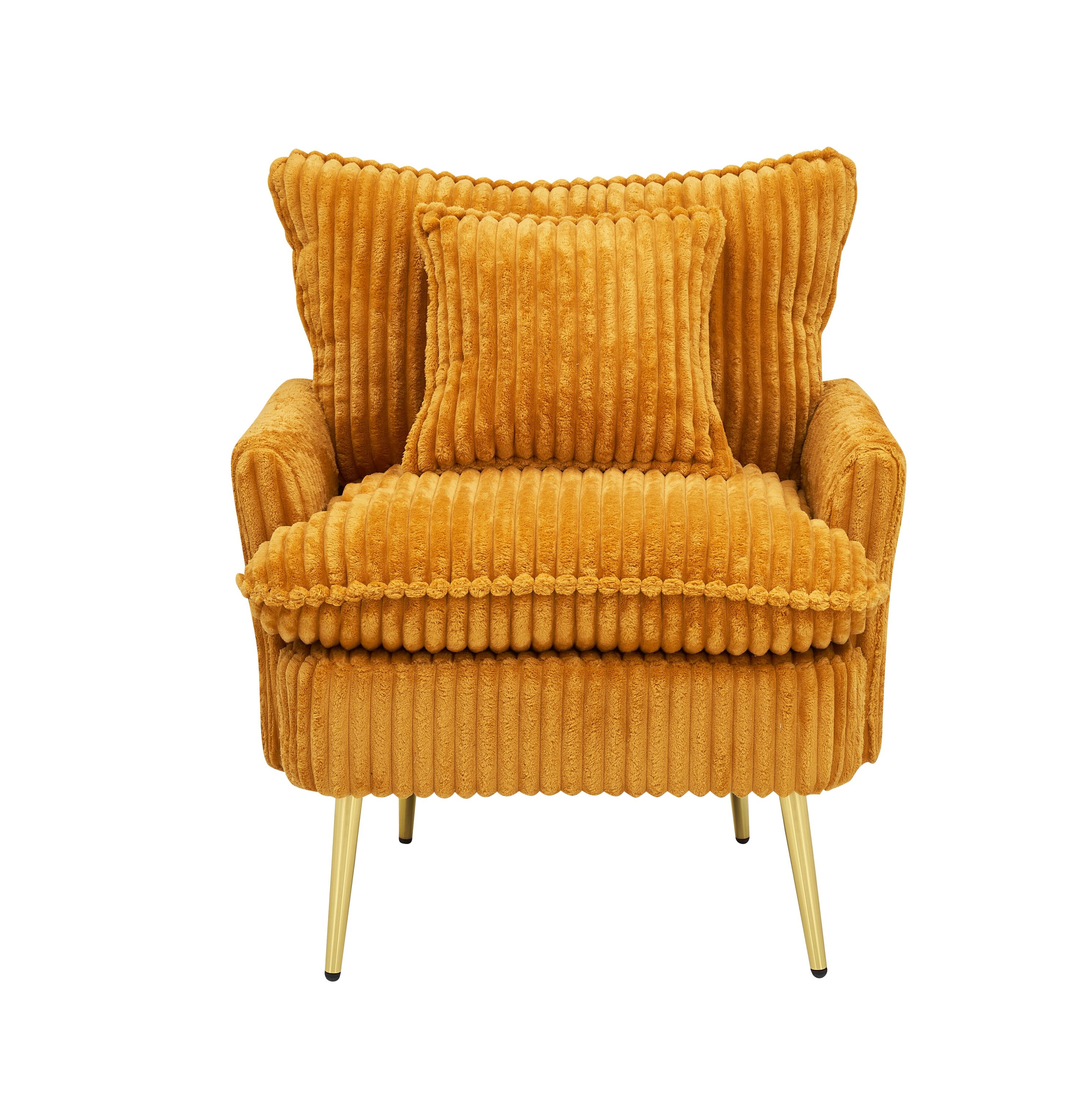 FurniFusion SF-L-YF1846-YW Modern Orange Velvet Accent Chair