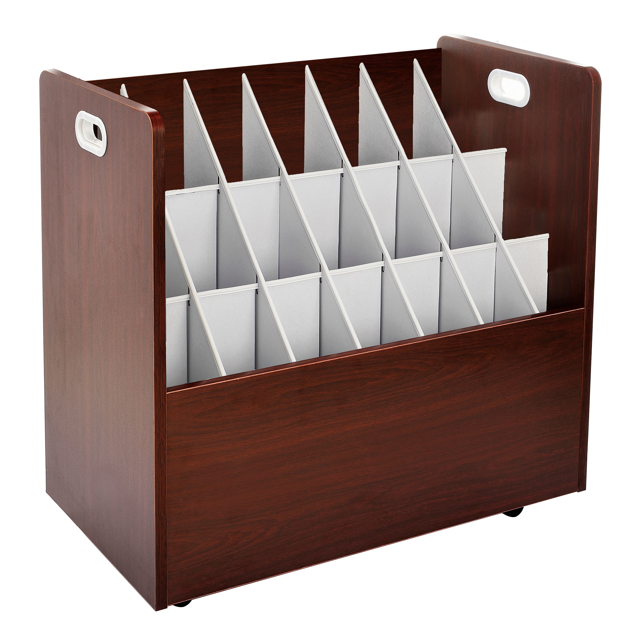 AdirOffice 625-MA-KIT1 21-Slot Mobile Wood Roll File Large Document Organizer Storage