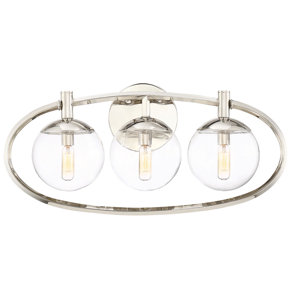 Piltz 23" Polished Nickel Solar-Inspired 3-Light Vanity with Clear Glass Shades