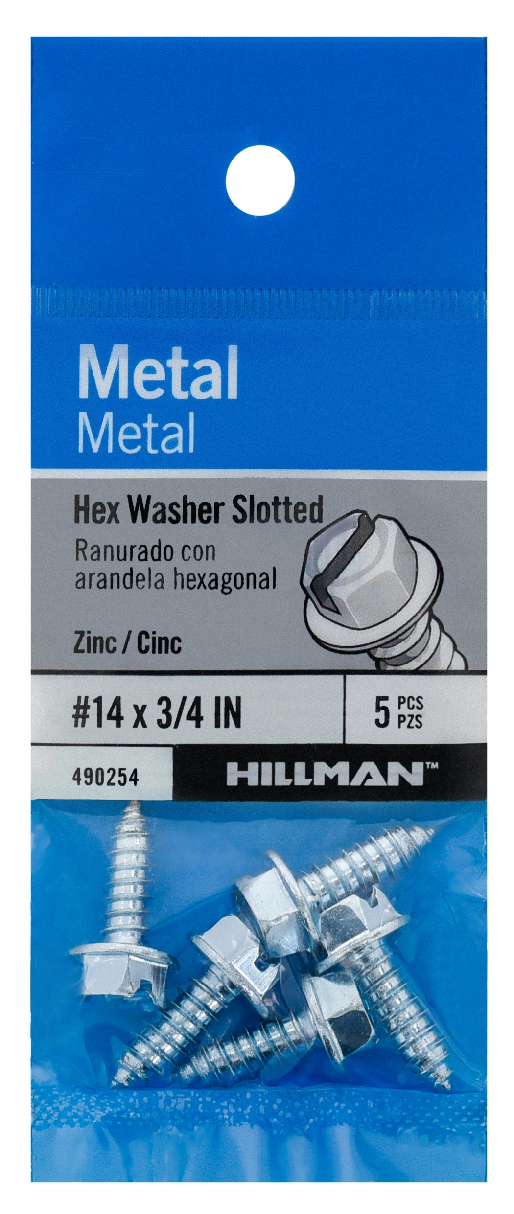 Hillman 490254 #14 x 3/4-in Socket hex -Drive Standard Sheet Metal Screws 5 -Count