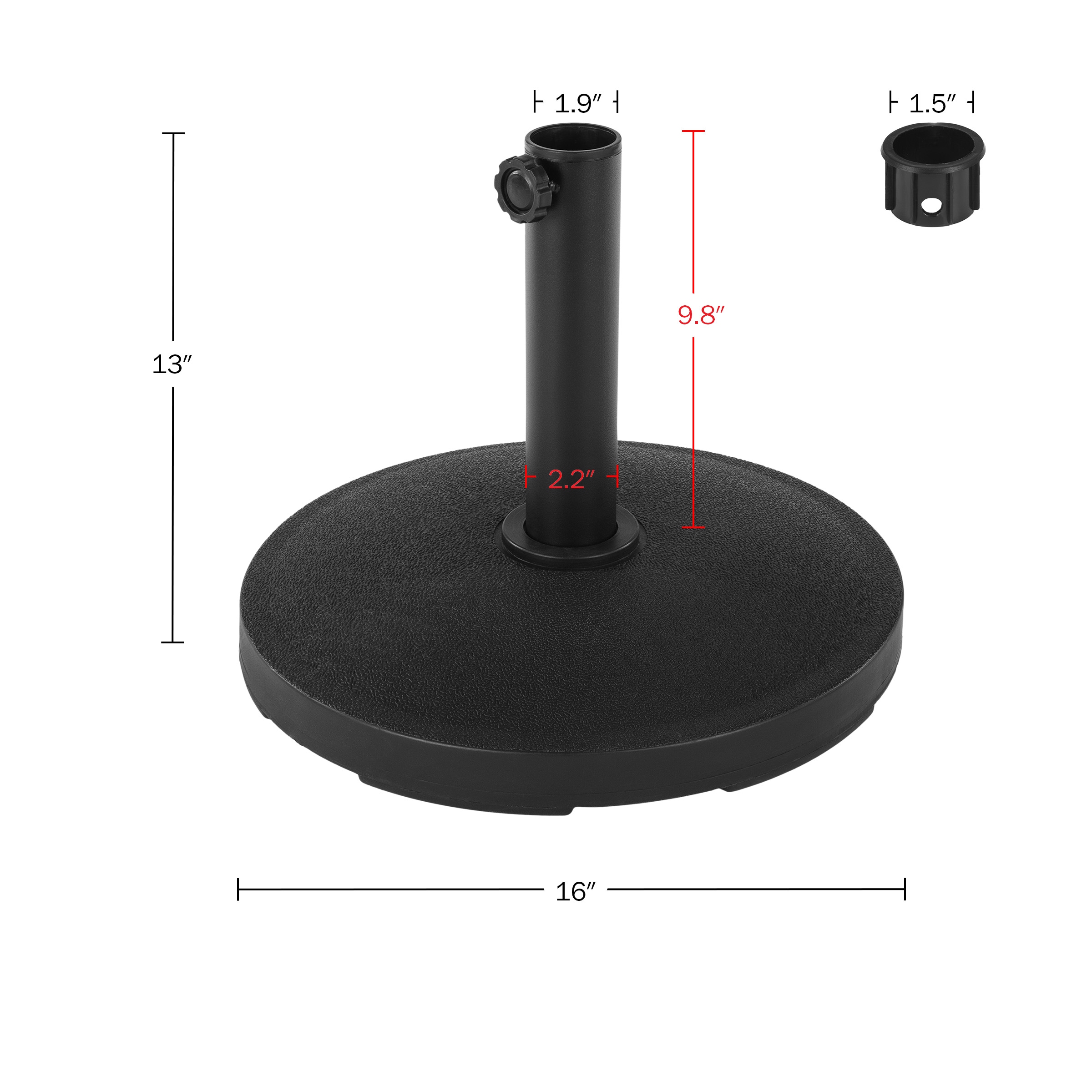 Black Half-Circle Metal Outdoor Patio Umbrella Base