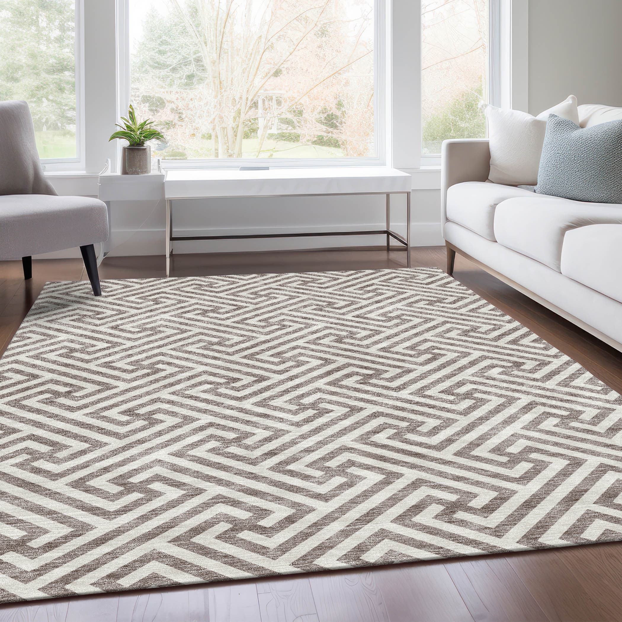 Addison Rugs ACN731TP8X10 Chantille ACN731TP 8 x 10 (ft) Polyester Taupe Rectangular Indoor/Outdoor Geometric Machine washable Area rug