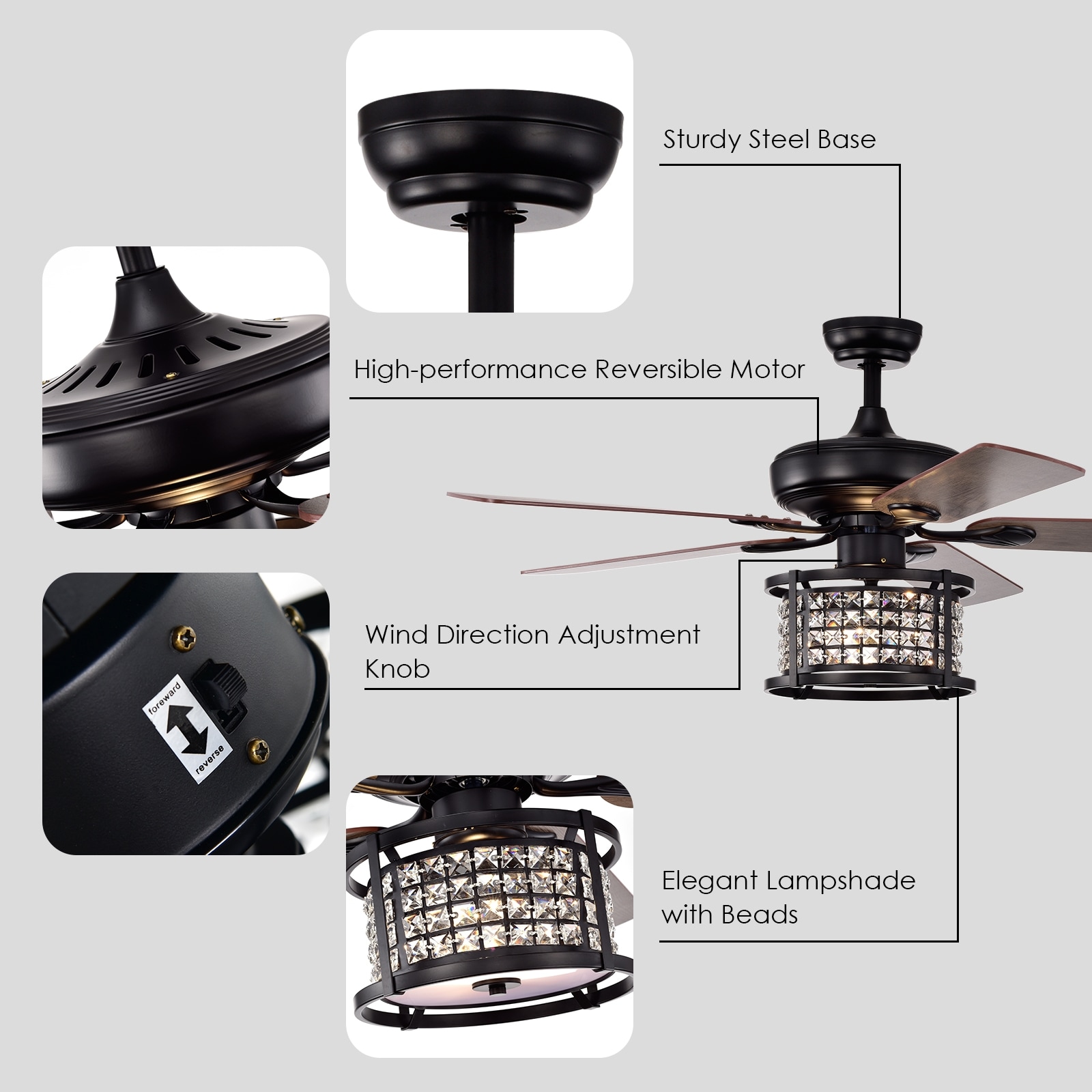 Forclover WYL2-C5252BK Ceiling-Fans - View #4