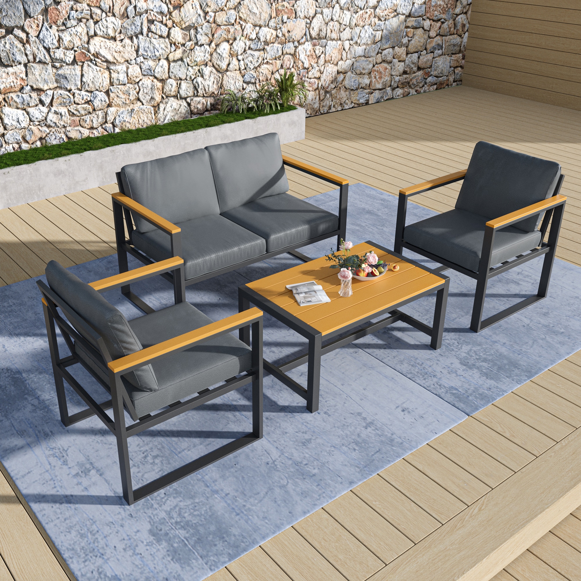 PamaPic TB-SF-4JT-T-WL1 Patio-Conversation-Sets - View #2