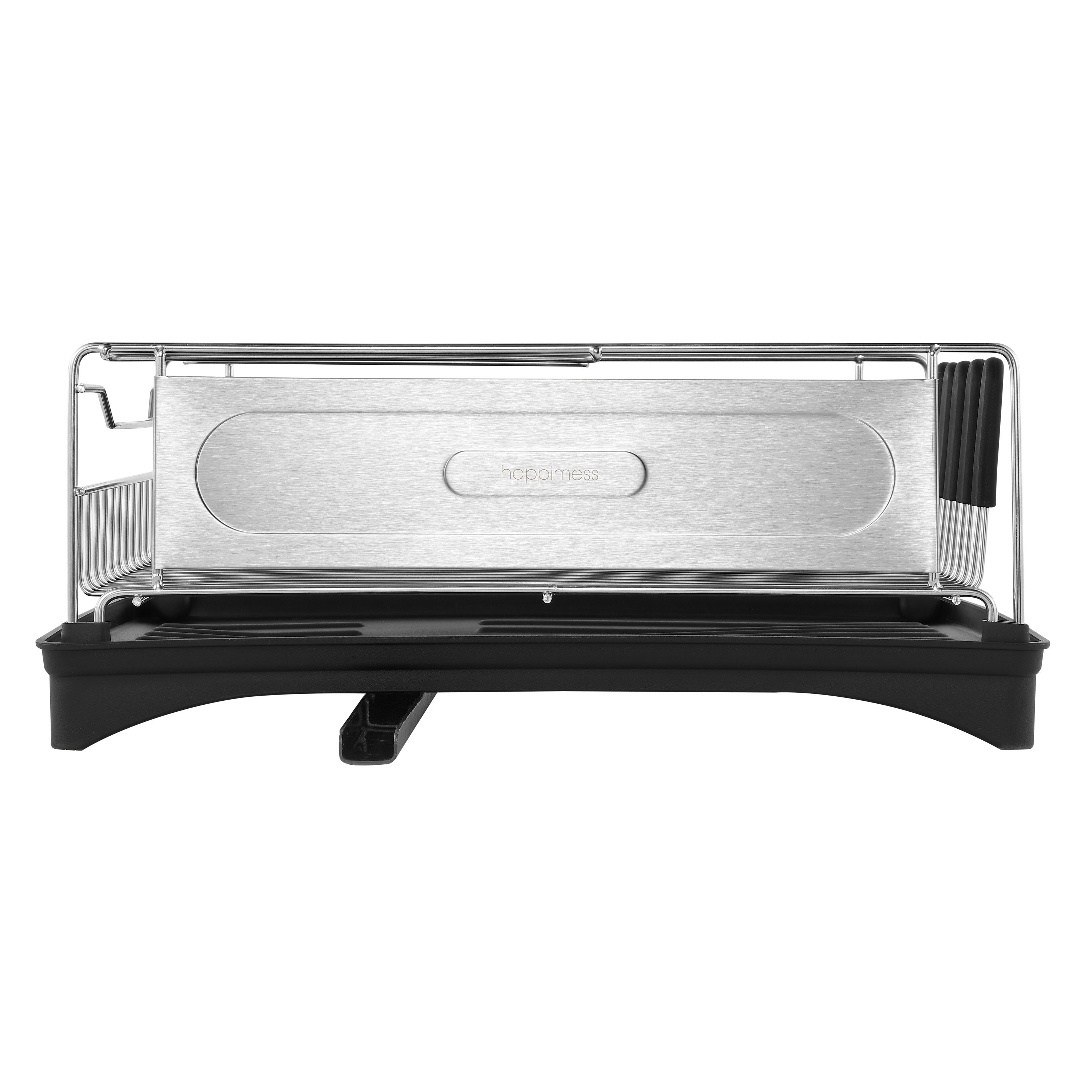 Compact Stainless Steel 2-Tier Dish Rack with Utensil Cup