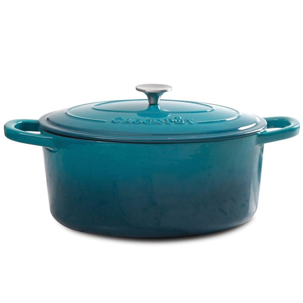  Crock Pot Artisan 10 Inch Enameled Cast Iron Round Skillet,  Teal Ombre: Home & Kitchen