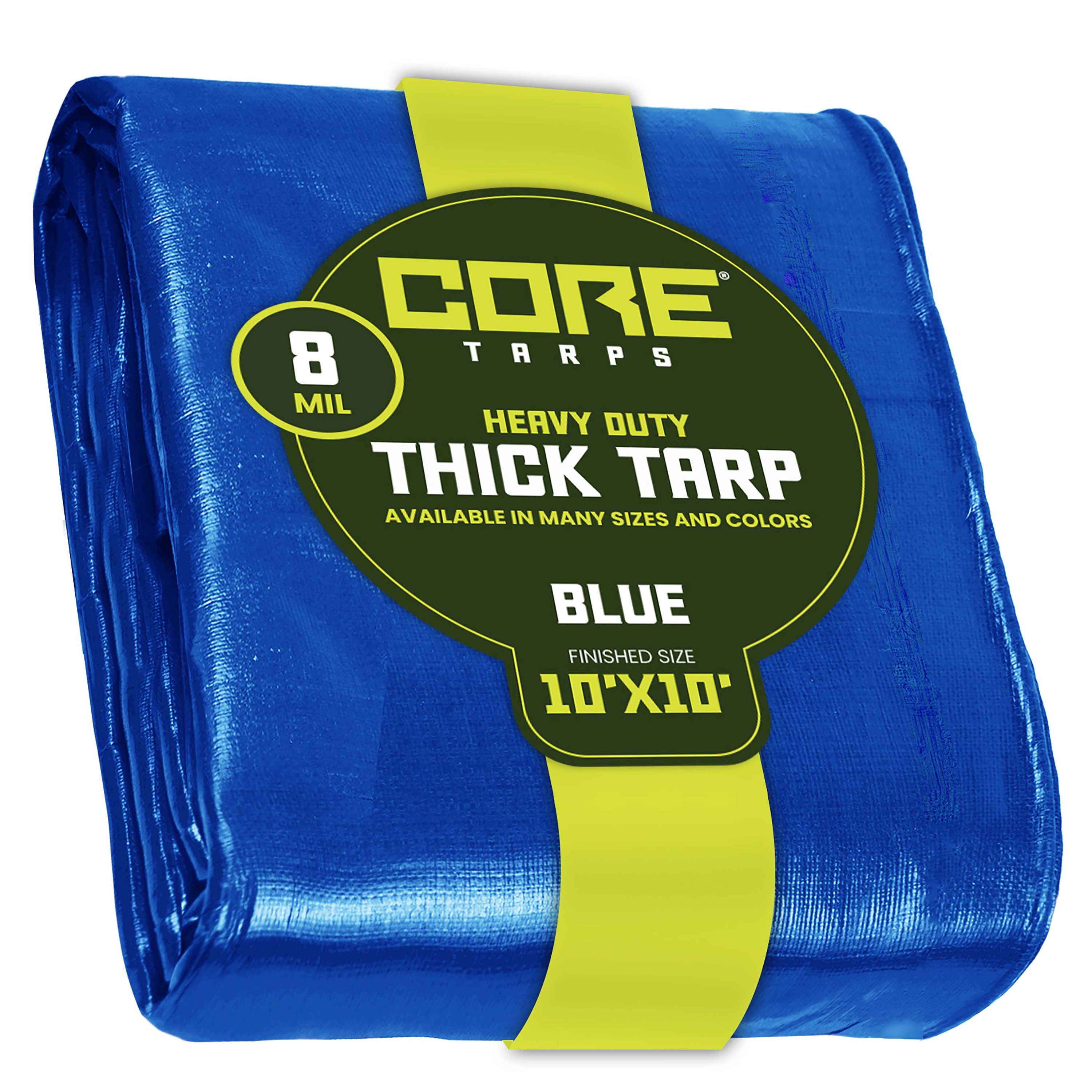 Core Tarps CT-405-10X10 10-ft x 10-ft Blue Waterproof Commercial Polyethylene 8-Mils Tarp
