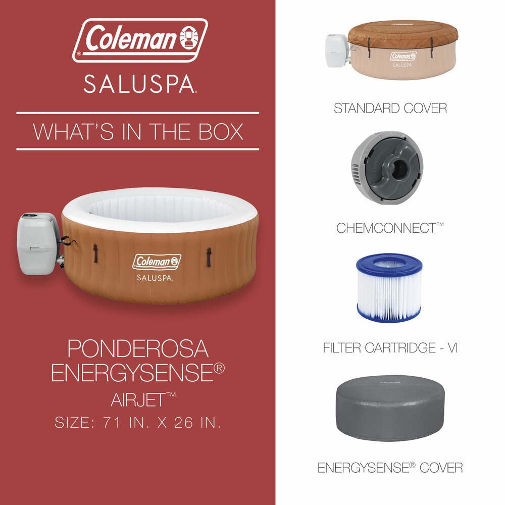 Coleman Ponderosa 4-Person Round Inflatable Hot Tub with EnergySense Cover