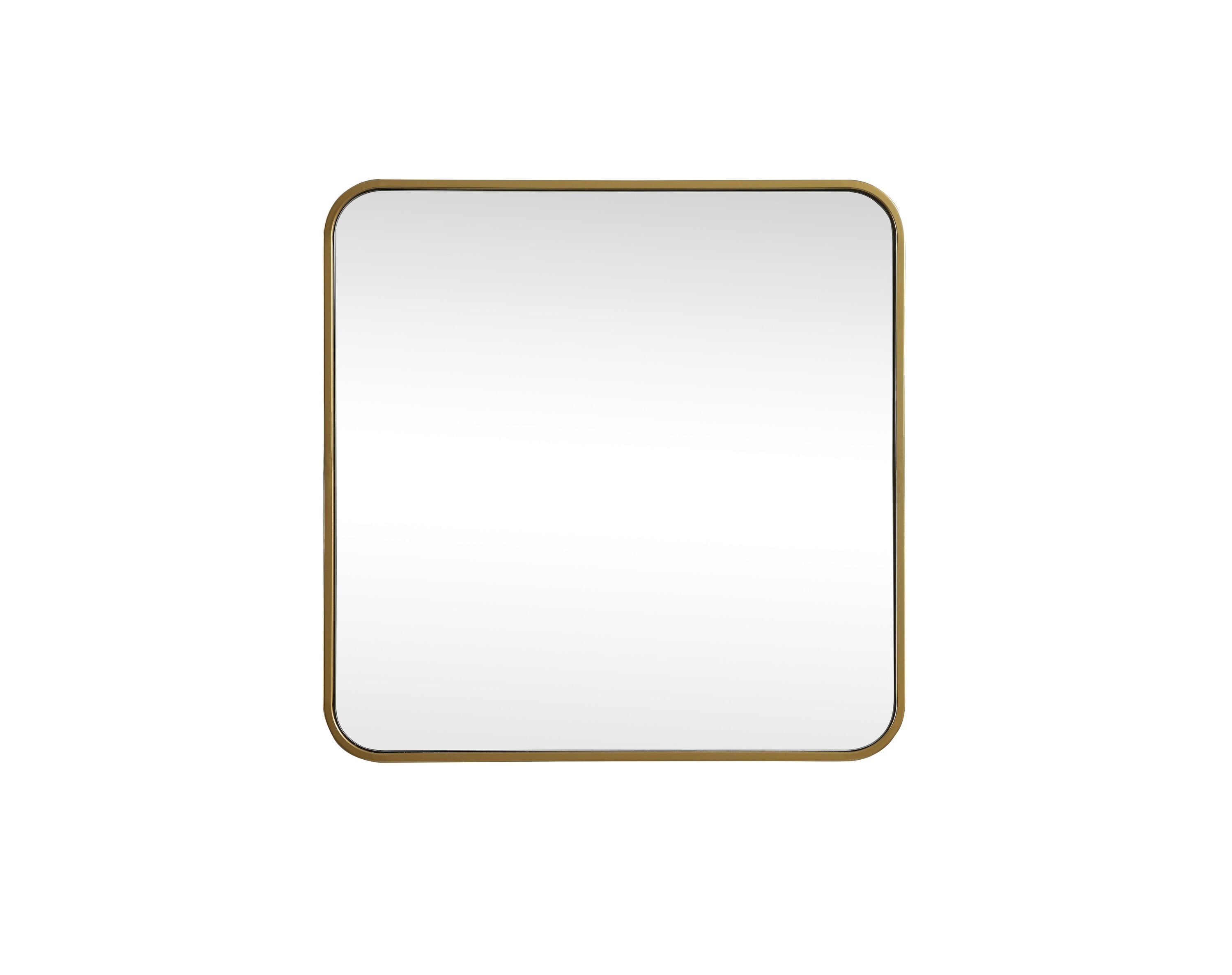 Simply Living Home Westar Soft Corner Metal Square Mirror 24x24 inch in Brass