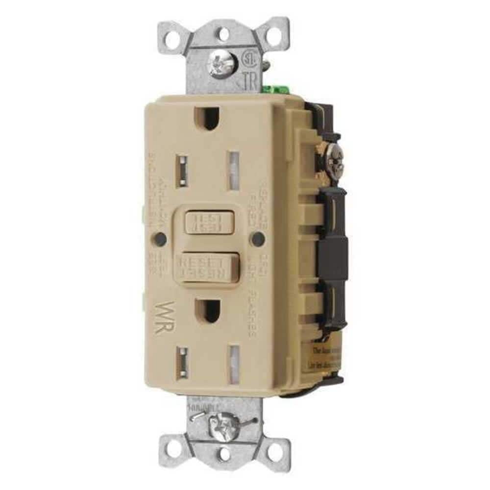 Hubbell GFCI Receptacle 15A 125VAC 5-15R Ivory