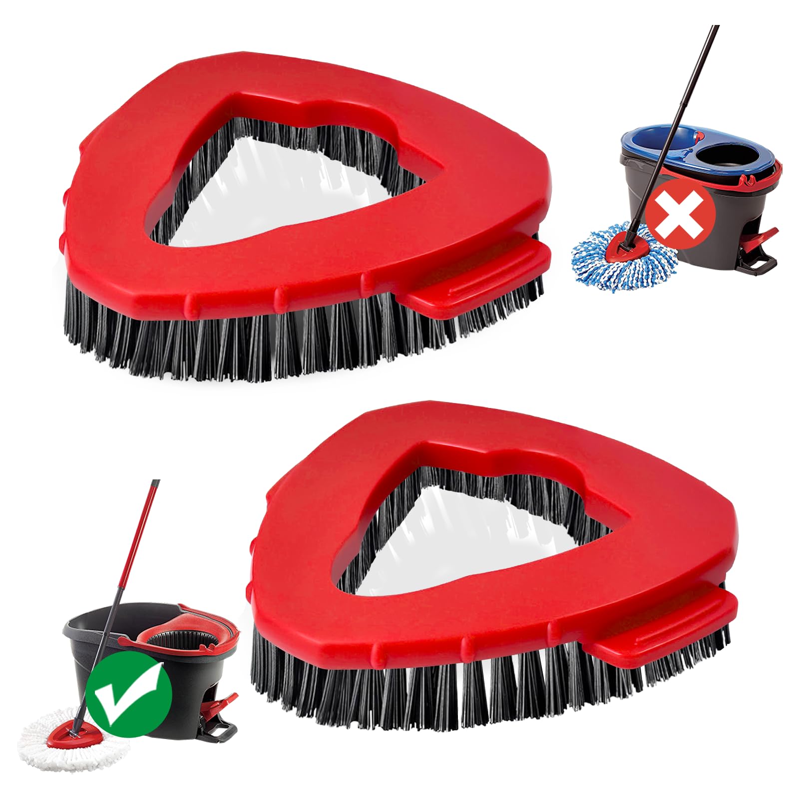 LAIFUCAM  Spin Mop Scrub Brush Head 2 pcs Hard Bristle Cleaning Replacement for EasyWring 1 Tank System for Bathroom Kitchen Tub Tile Floor