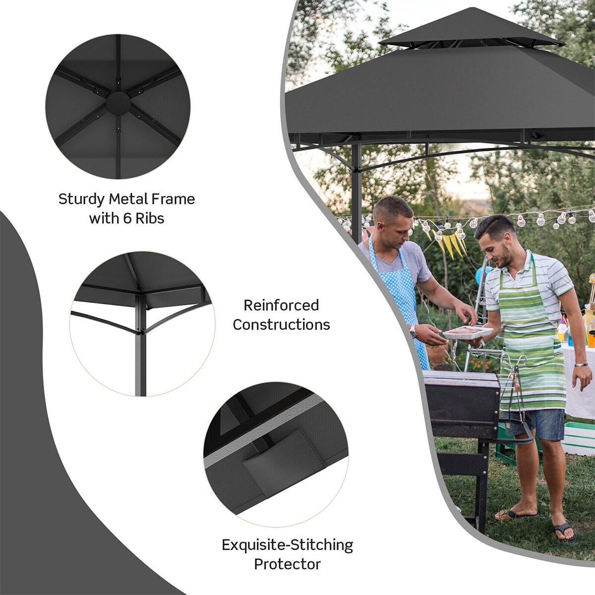 WELLFOR DOZ3672GR Wood-Resin-Gazebos - View #3