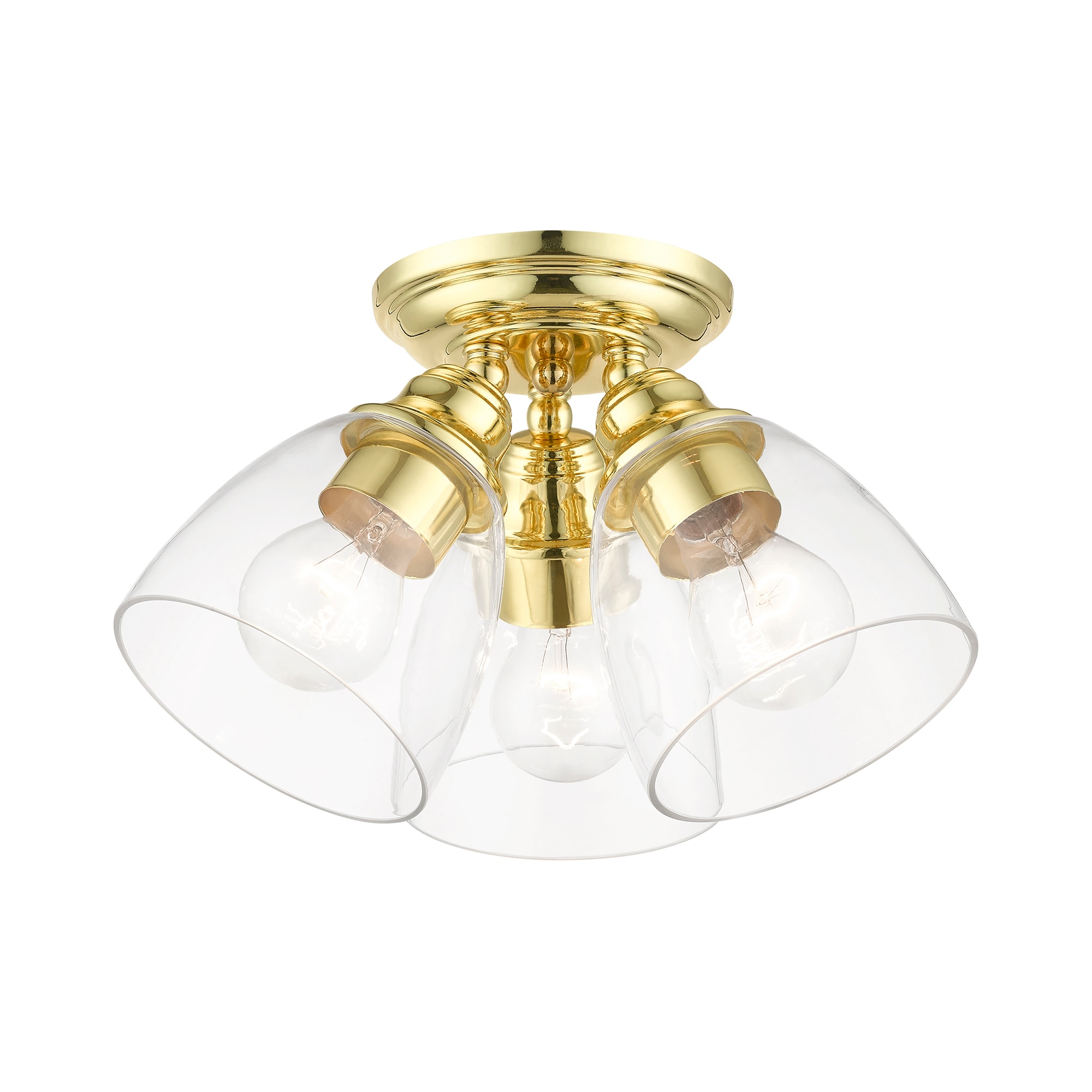 Elegant Montgomery Polished Brass 3-Light Flush Mount with Clear Glass