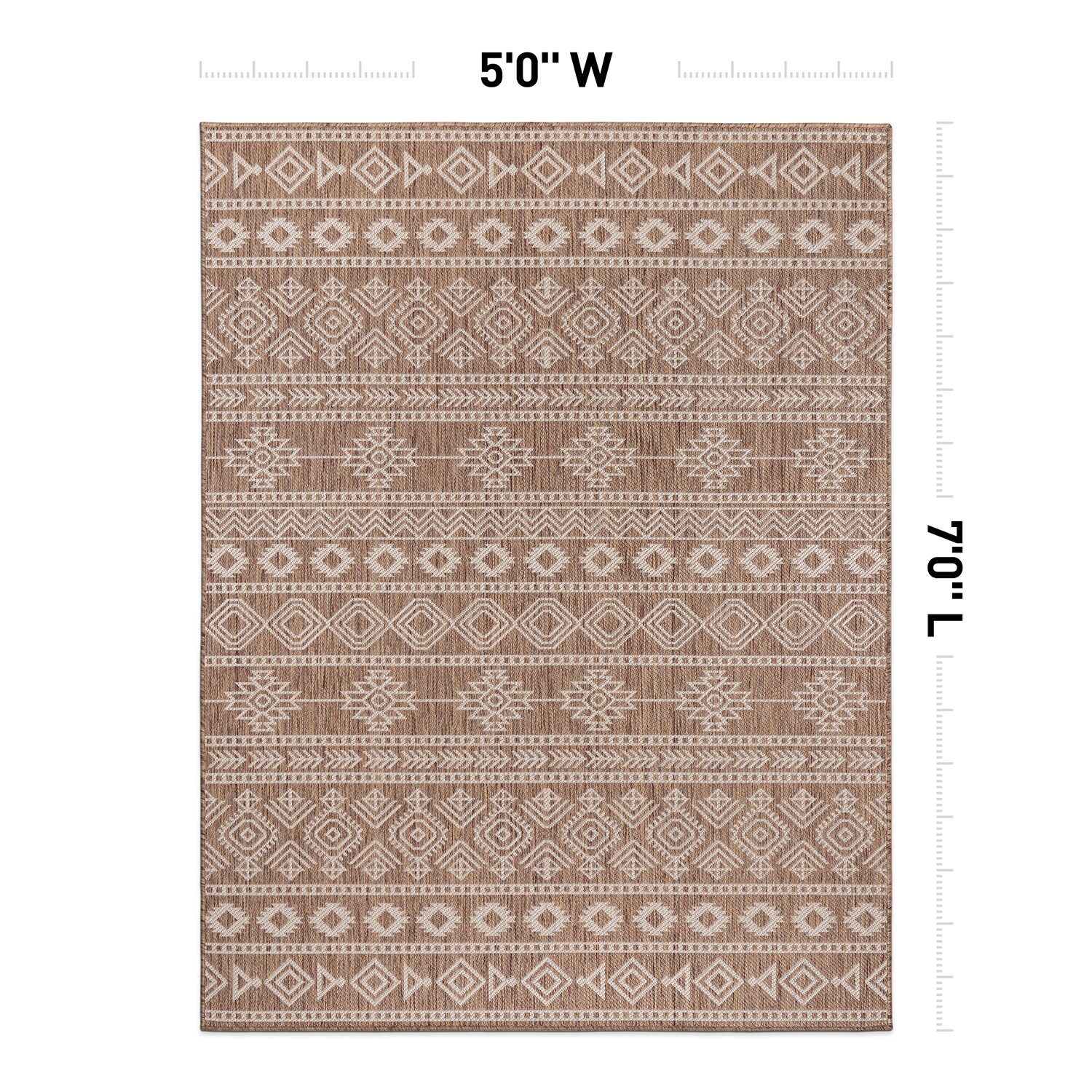 Brown and Beige Geometric Flat Woven Synthetic Area Rug 5' x 7'