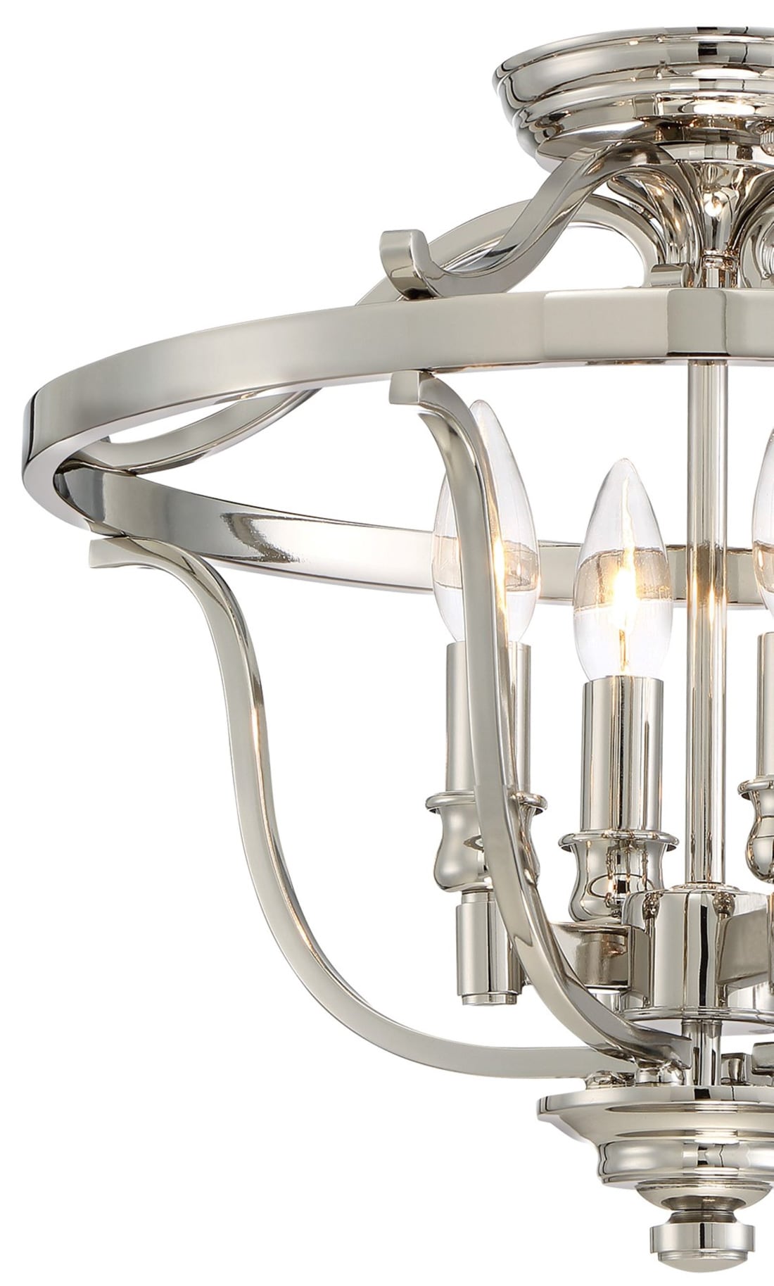 Elegant Polished Nickel 4-Light Semi-Flush Bowl Ceiling Fixture