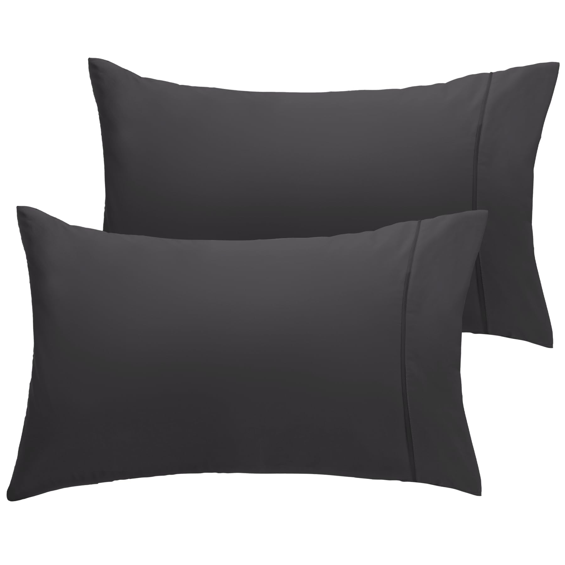 LuxClub B09F72FW73 2 PC Grey King Performance Microfiber Solid Pillowcase Set