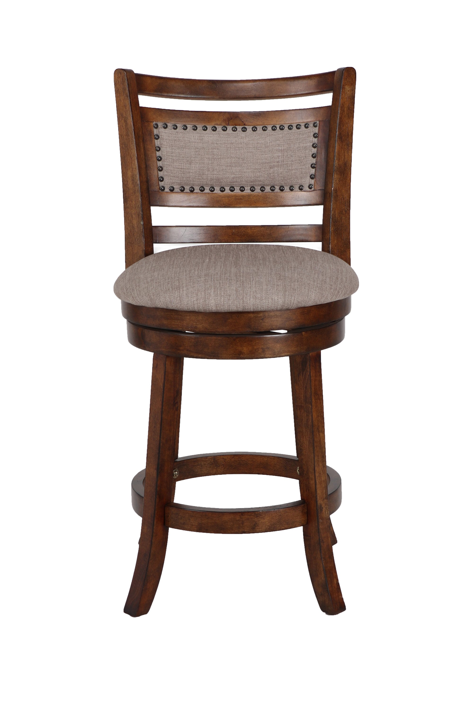 Aberdeen Dark Brown Wood Swivel Bar Stool with Fabric Seat