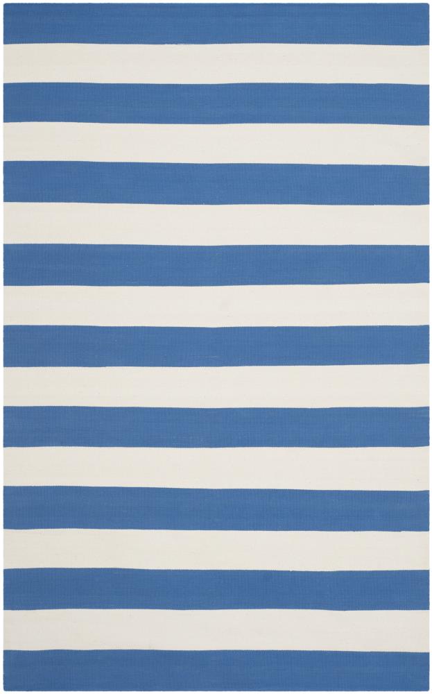 Safavieh MTK712C-5 Montauk Maslin 5 x 8 (ft) Cotton Blue/Ivory Rectangular Indoor Stripe Coastal Area rug
