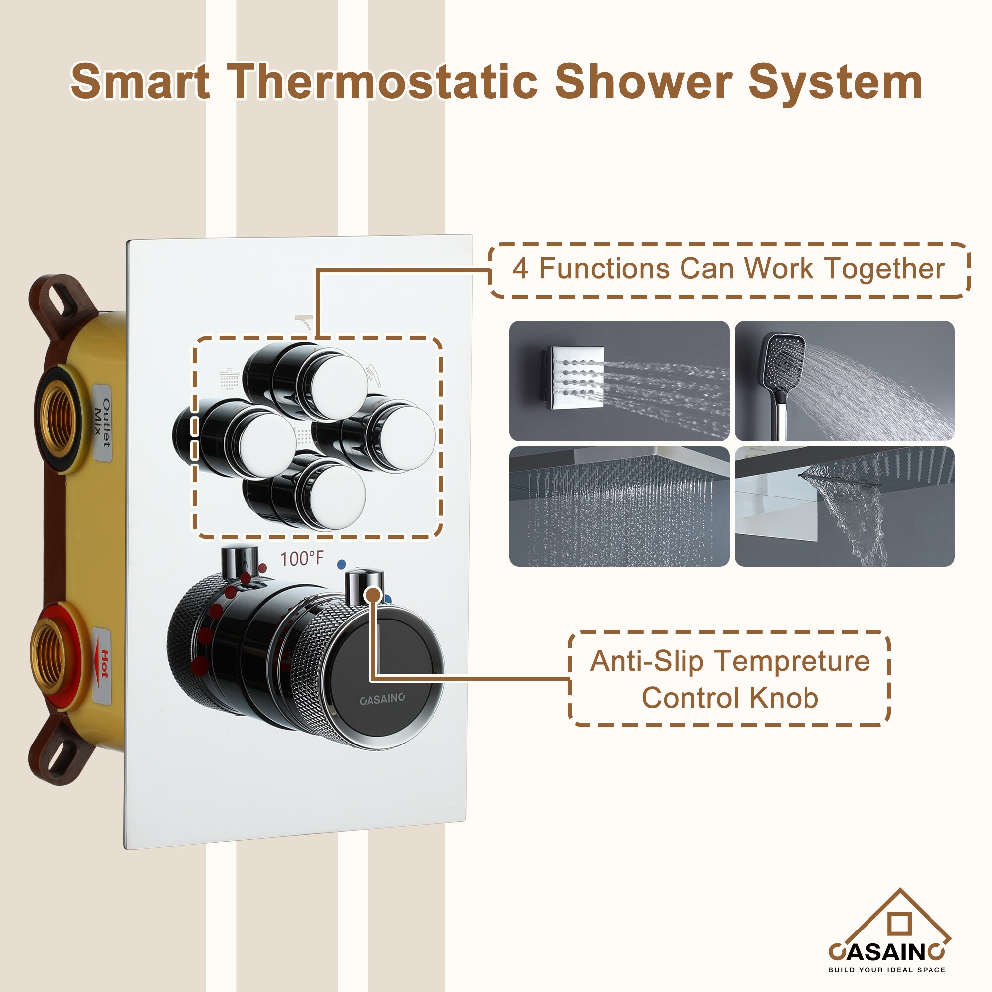 CASAINC CS6223-22CH Showerhead-Bar-Panels - View #10