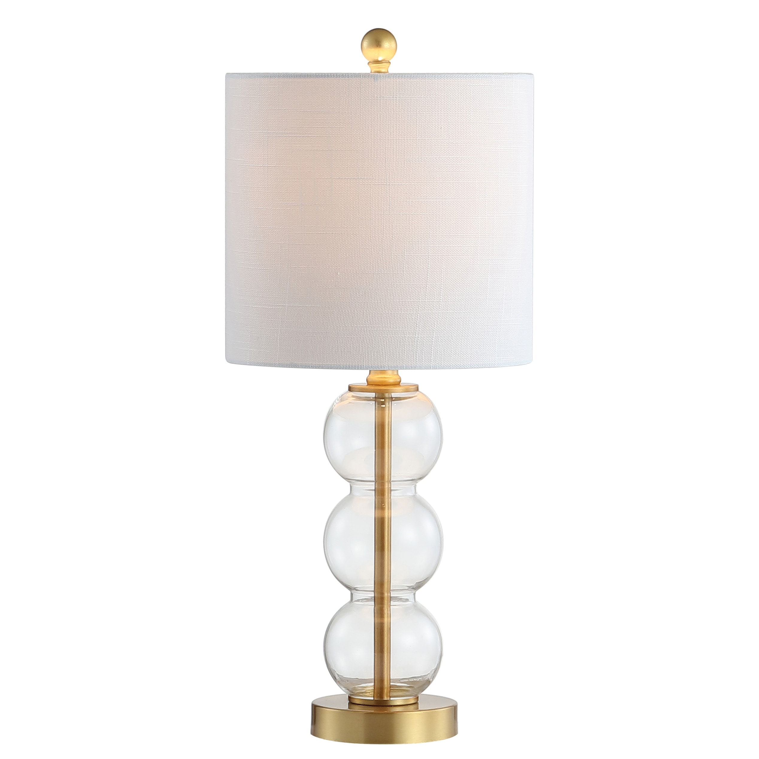 gold and clear table lamp